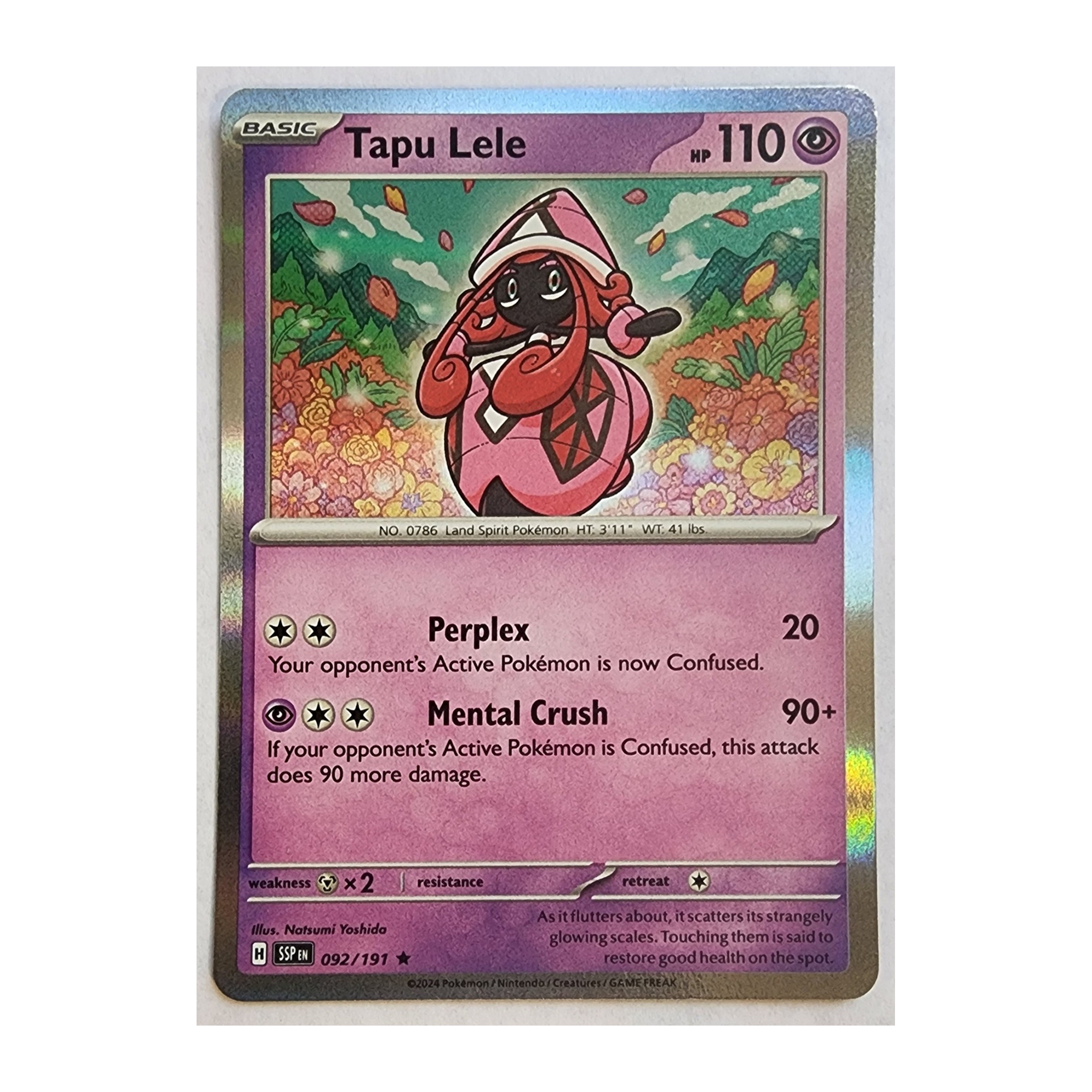 Tapu Lele Rare SV08: Surging Sparks 092/191 NM Holo