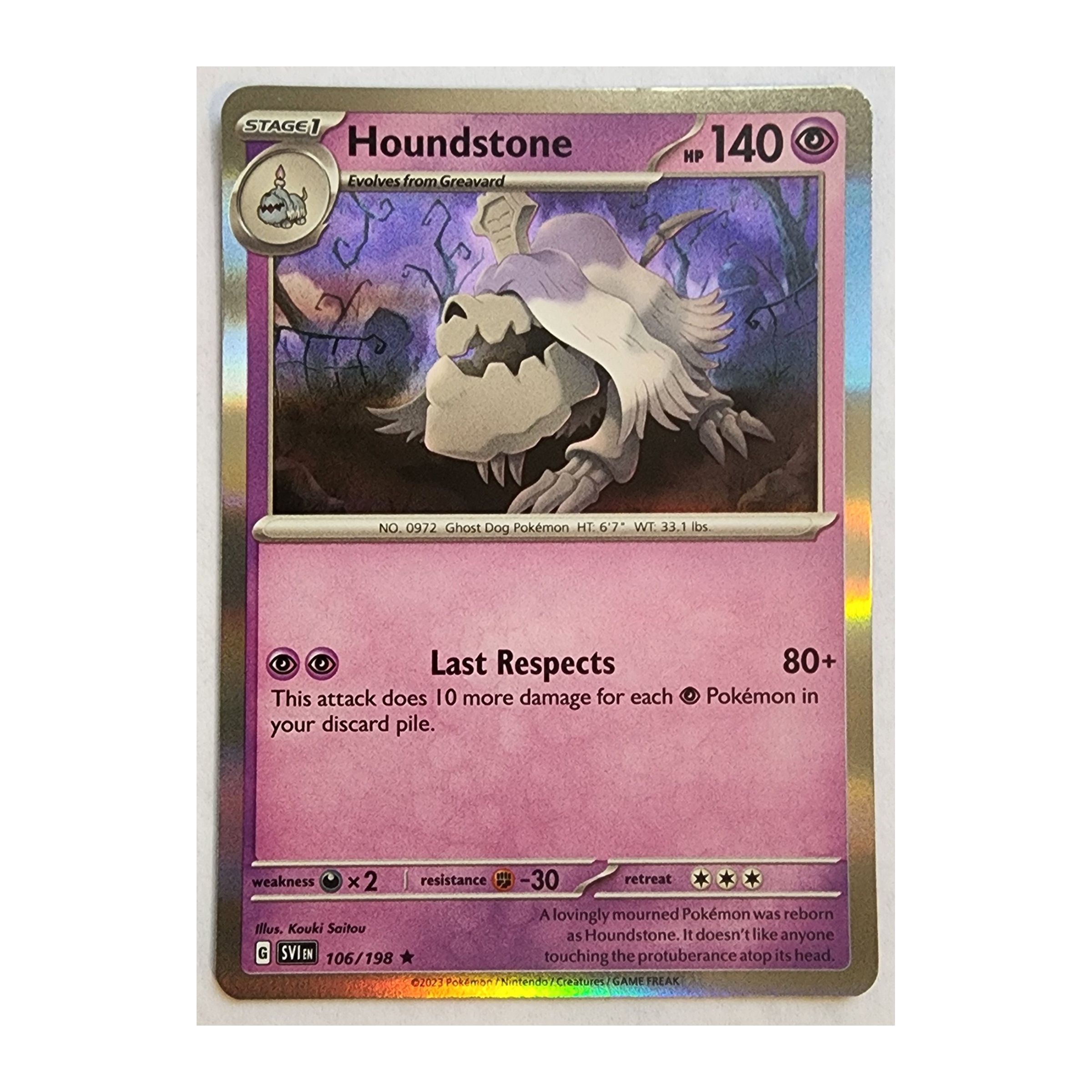 Houndstone Rare SV01: Scarlet & Violet 106/198 NM Holo