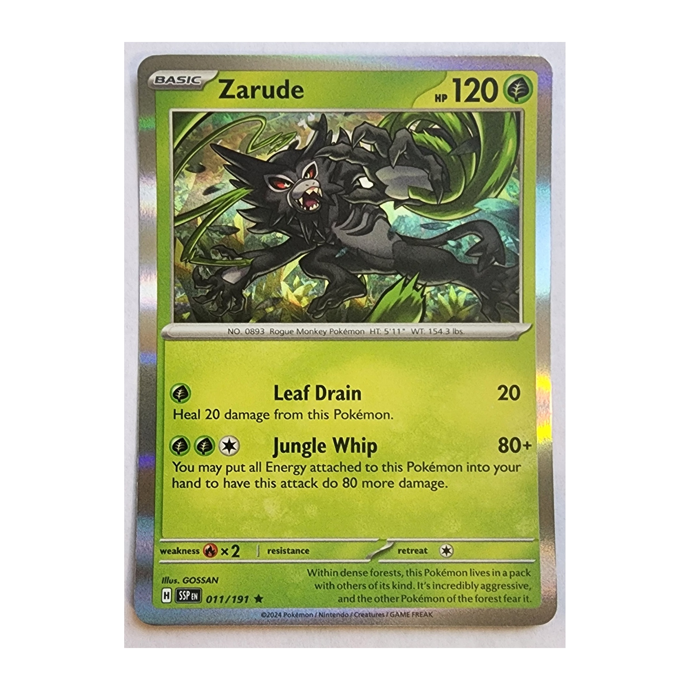 Zarude Rare SV08: Surging Sparks 011/191 NM Holo