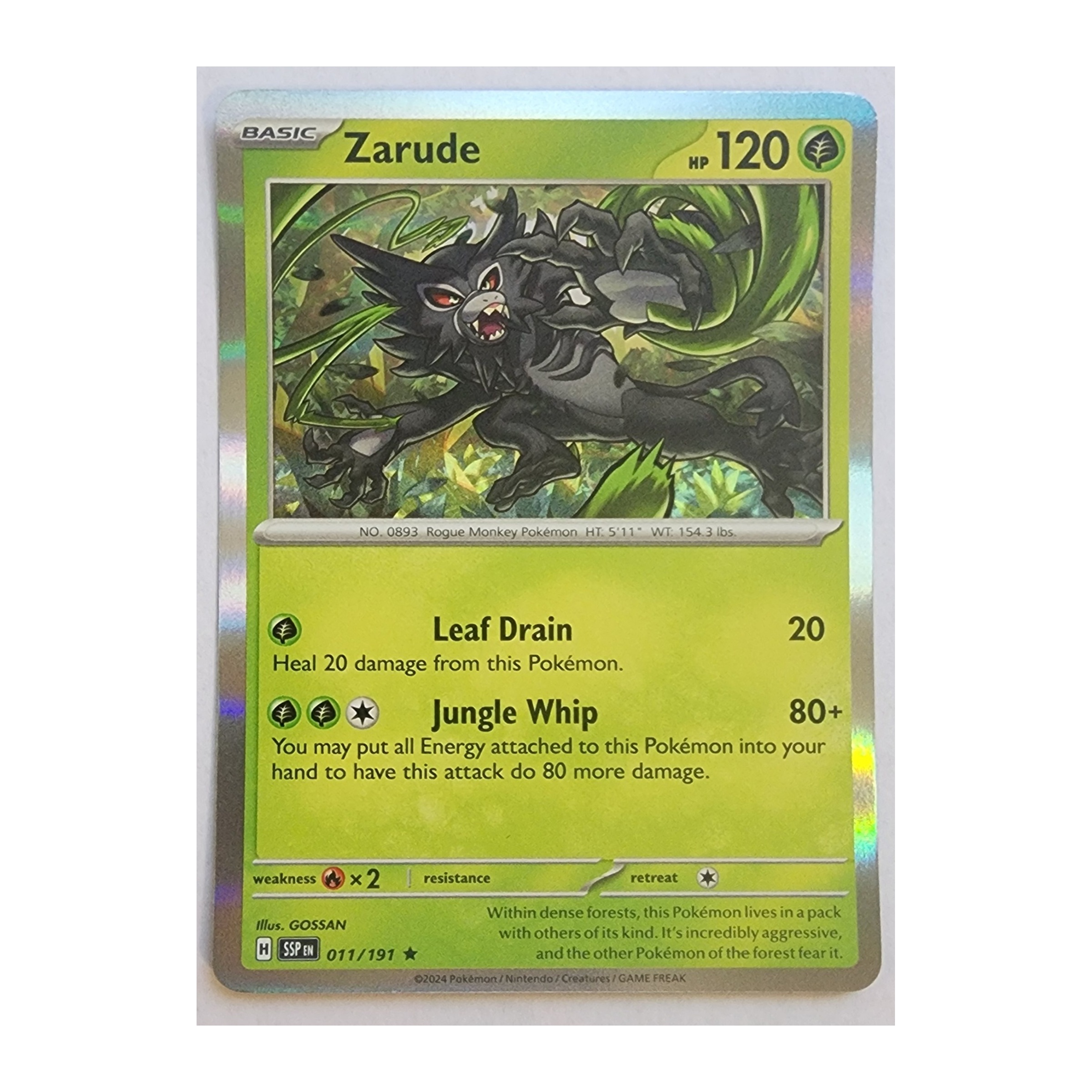 Zarude Rare SV08: Surging Sparks 011/191 NM Holo