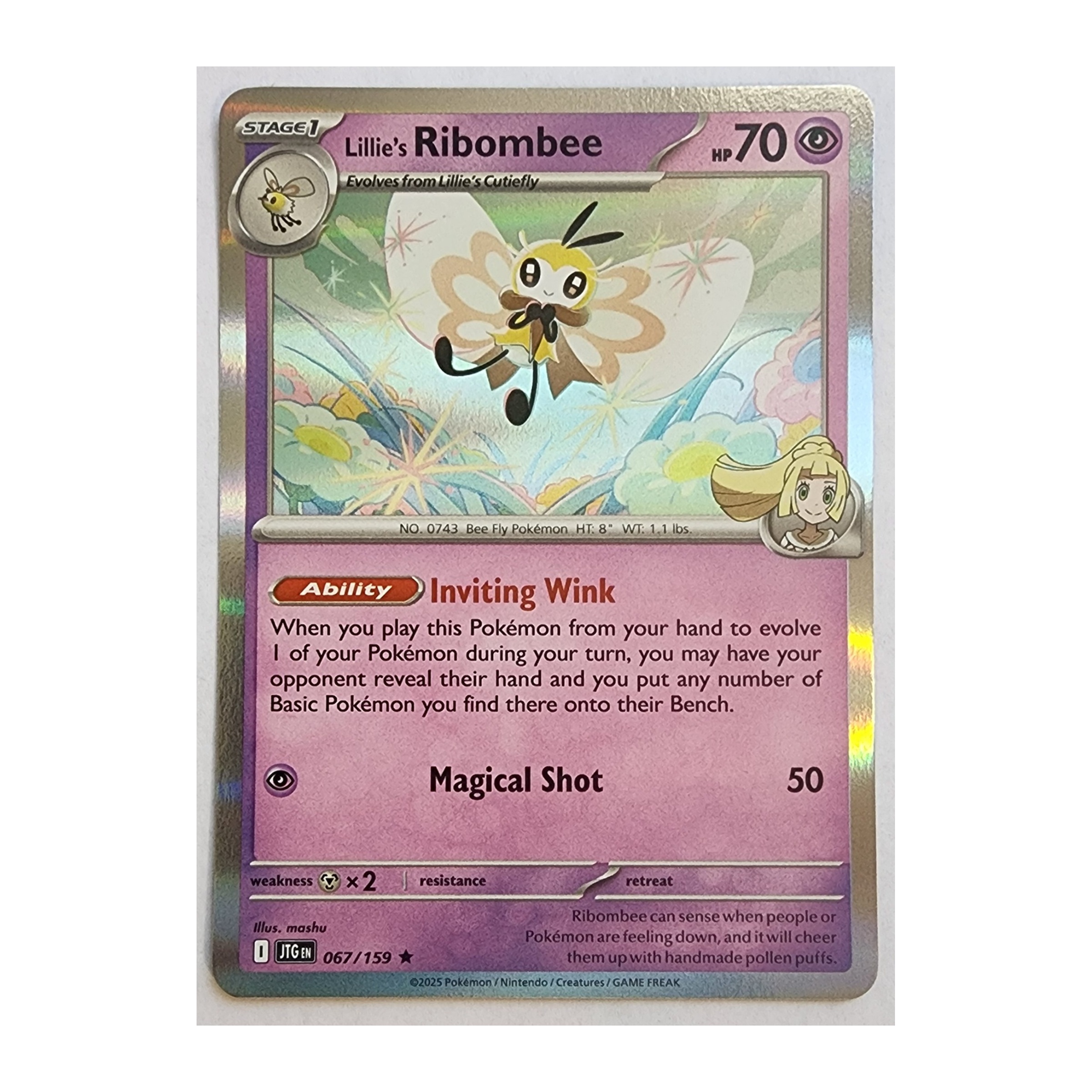 Lillie's Ribombee Rare SV09: Journey Together 067/159 NM Holo