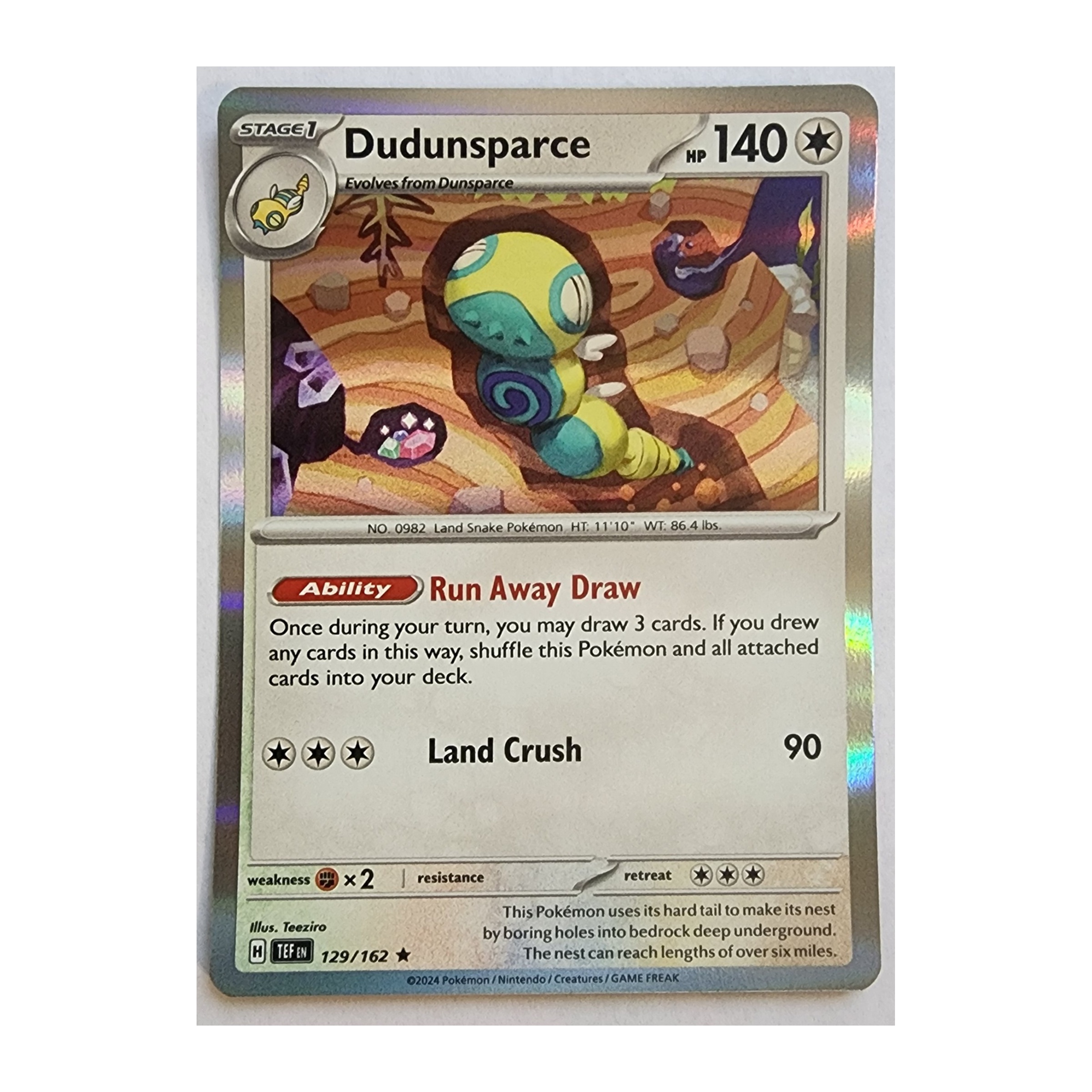 Dudunsparce Rare SV05: Temporal Forces 129/162 NM Holo