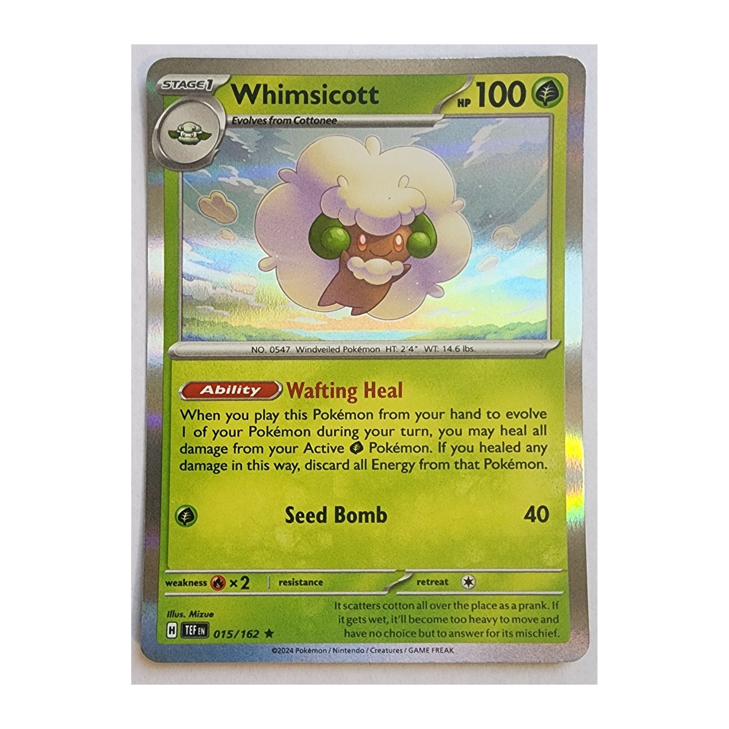 Whimsicott Rare SV05: Temporal Forces 015/162 NM Holo
