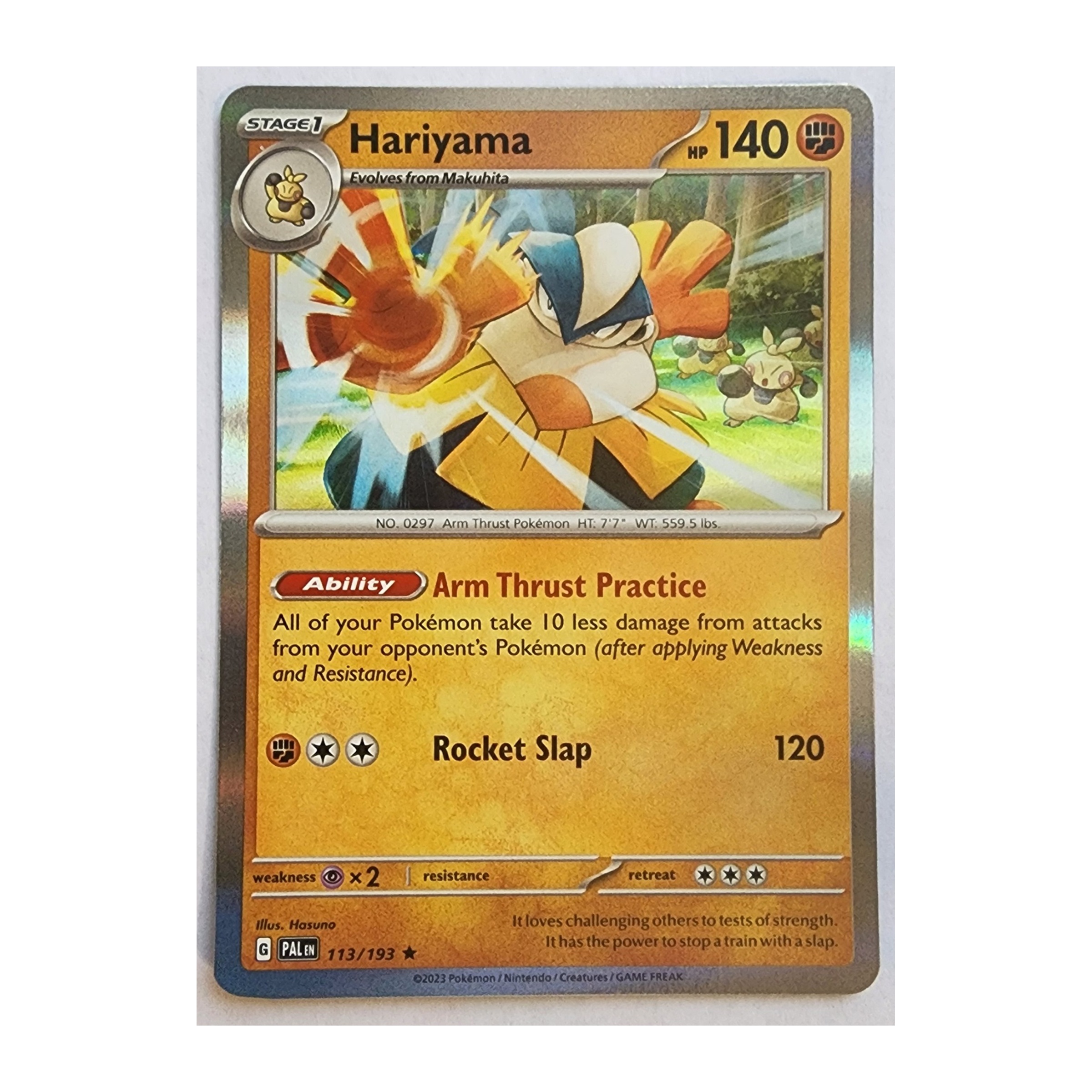 Hariyama Rare SV02: Paldea Evolved 113/193 NM Holo