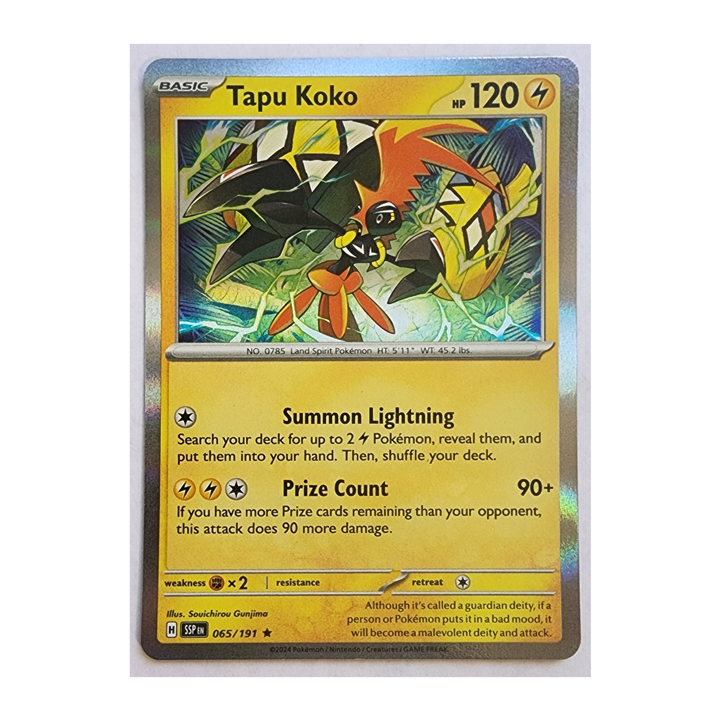 Tapu Koko Rare SV08: Surging Sparks 065/191 NM Holo