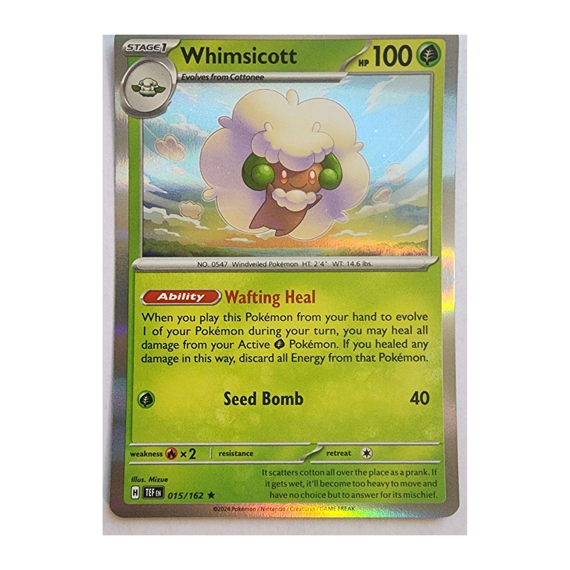 Whimsicott Rare SV05: Temporal Forces 015/162 NM Holo