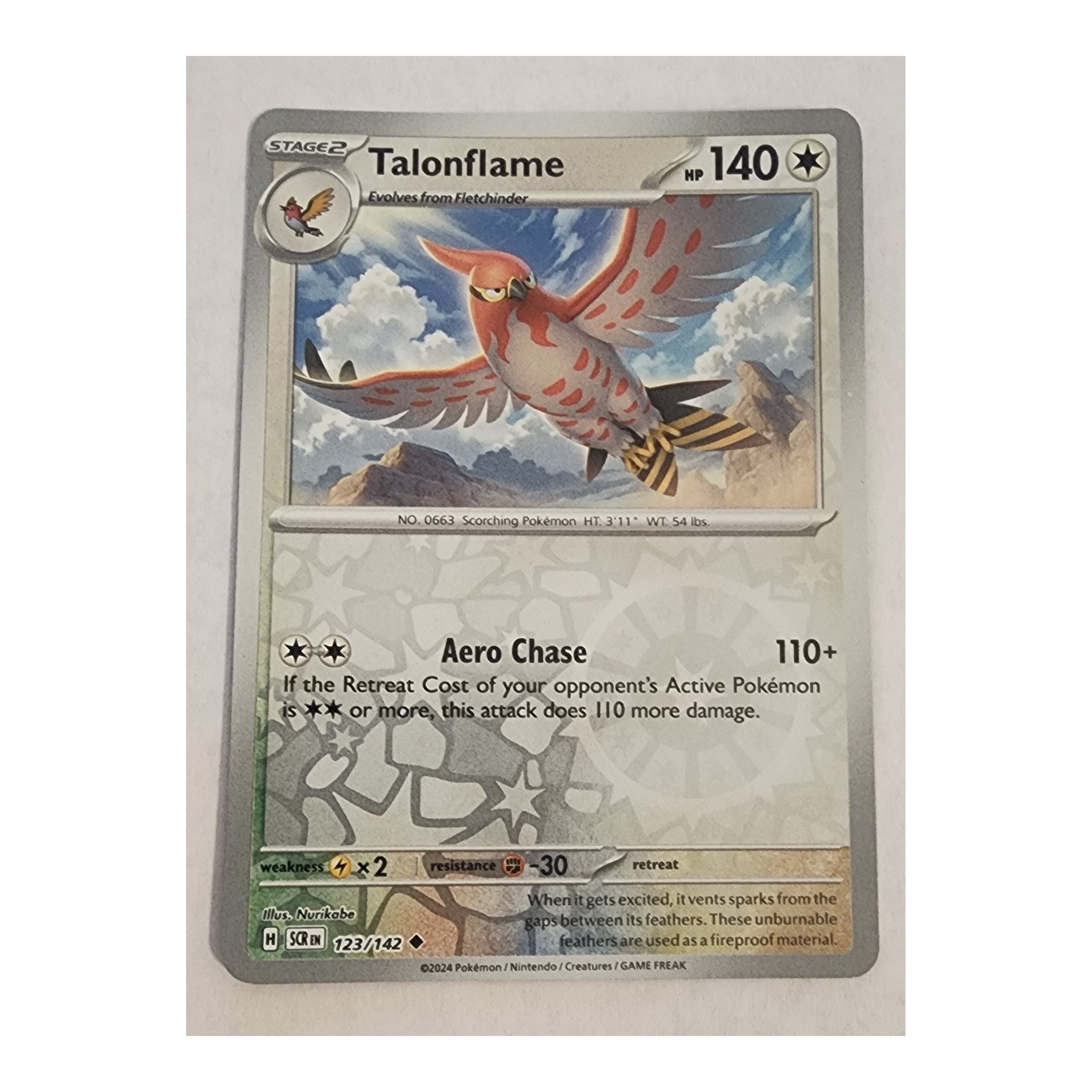 Talonflame Uncommon SV07: Stellar Crown 123/142 NM Reverse Holo