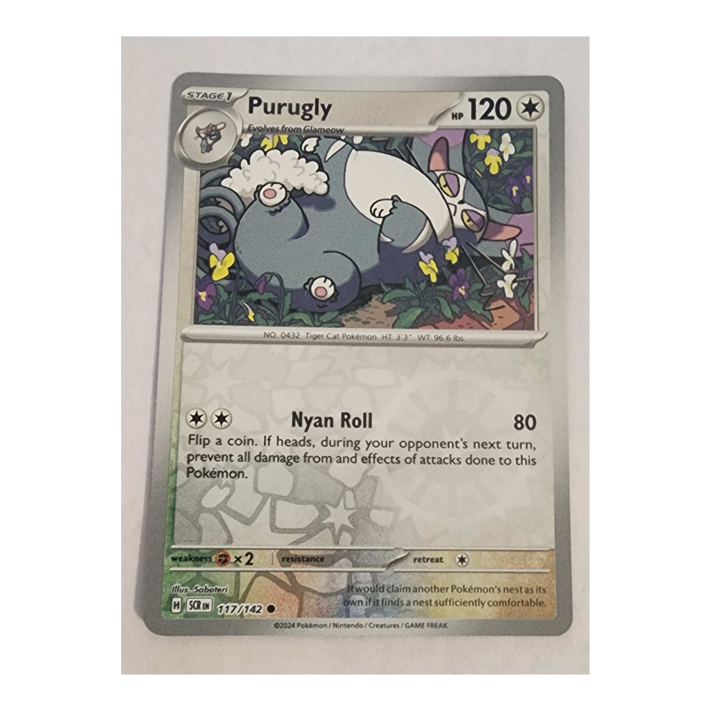 Purugly Common SV07: Stellar Crown 117/142 NM Reverse Holo