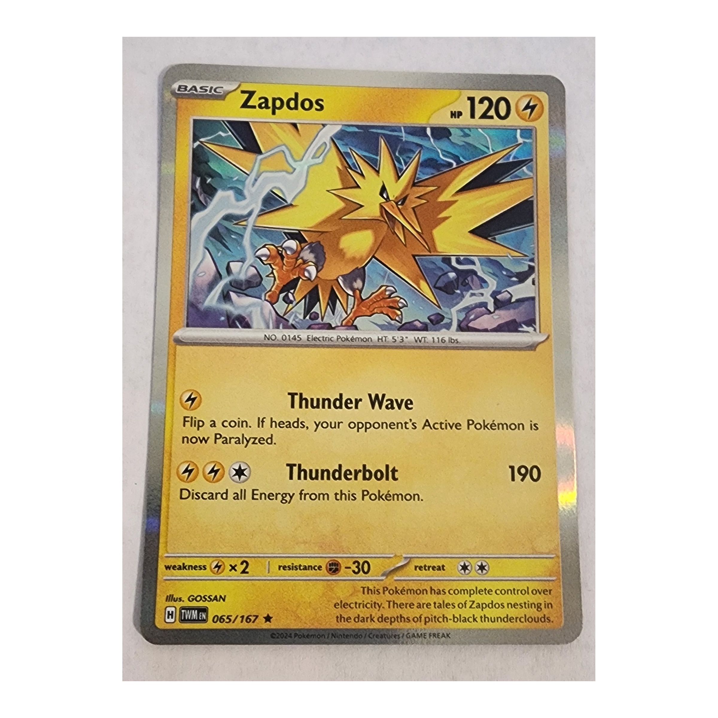 Zapdos Rare SV06: Twilight Masquerade 065/167 NM Holo