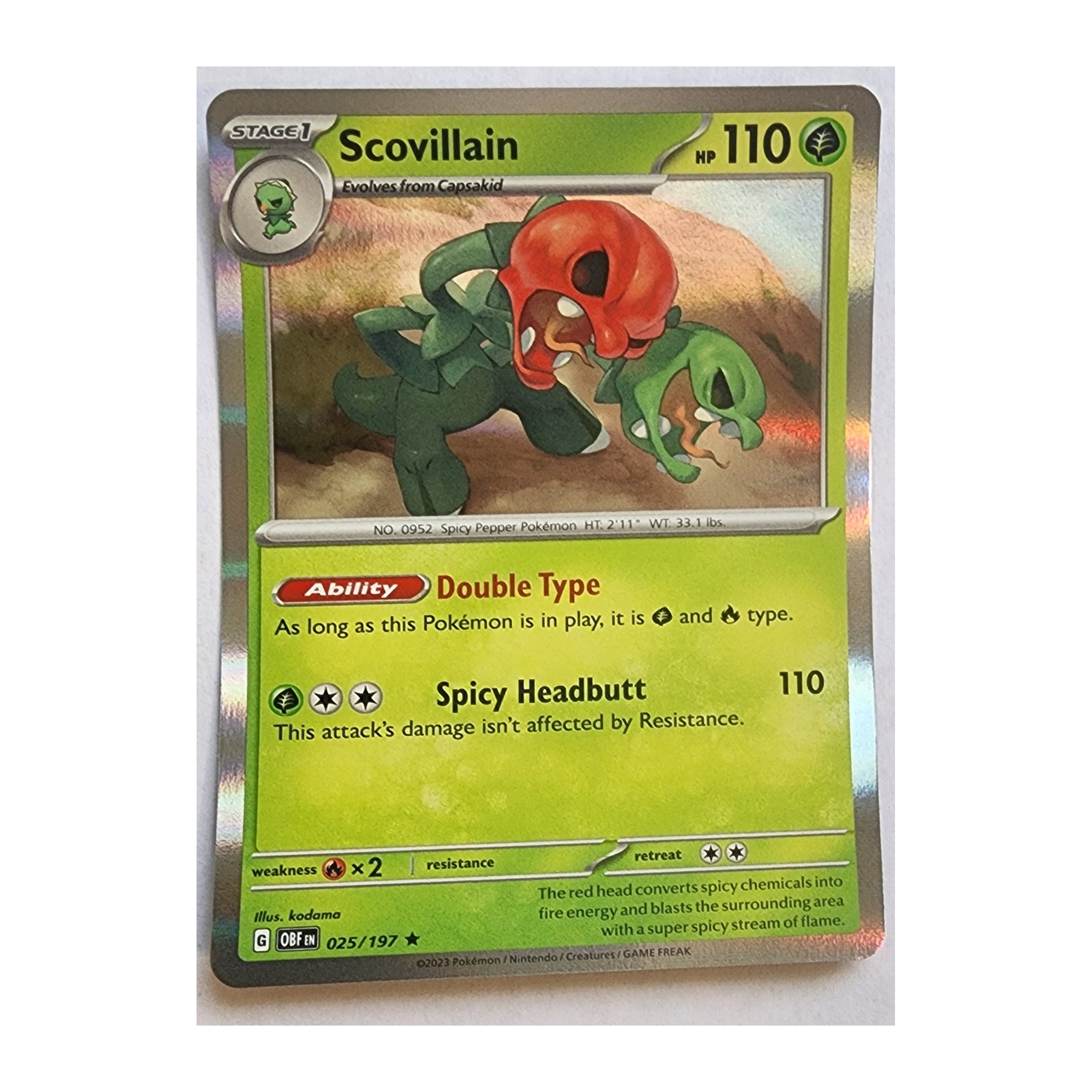 Scovillain Rare SV03: Obsidian Flames 025/197 NM Holo