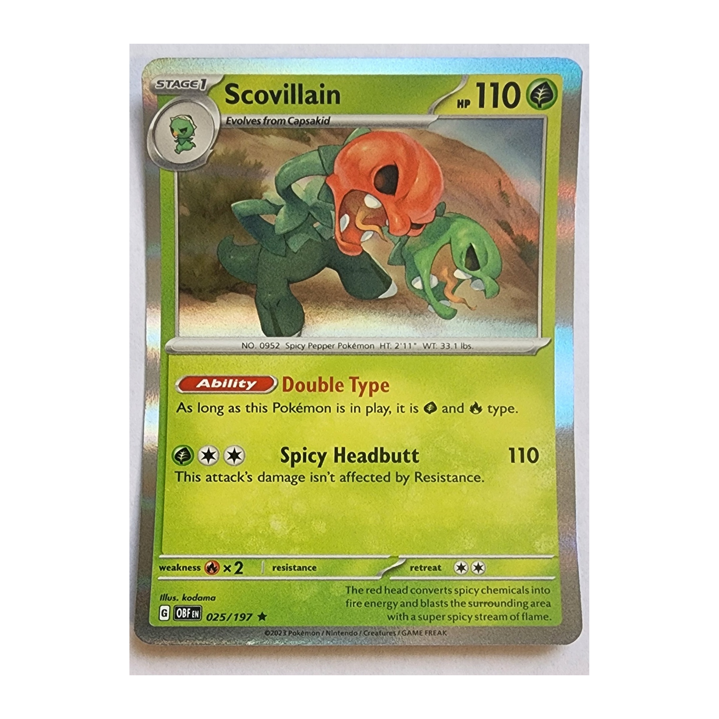 Scovillain Rare SV03: Obsidian Flames 025/197 NM Holo