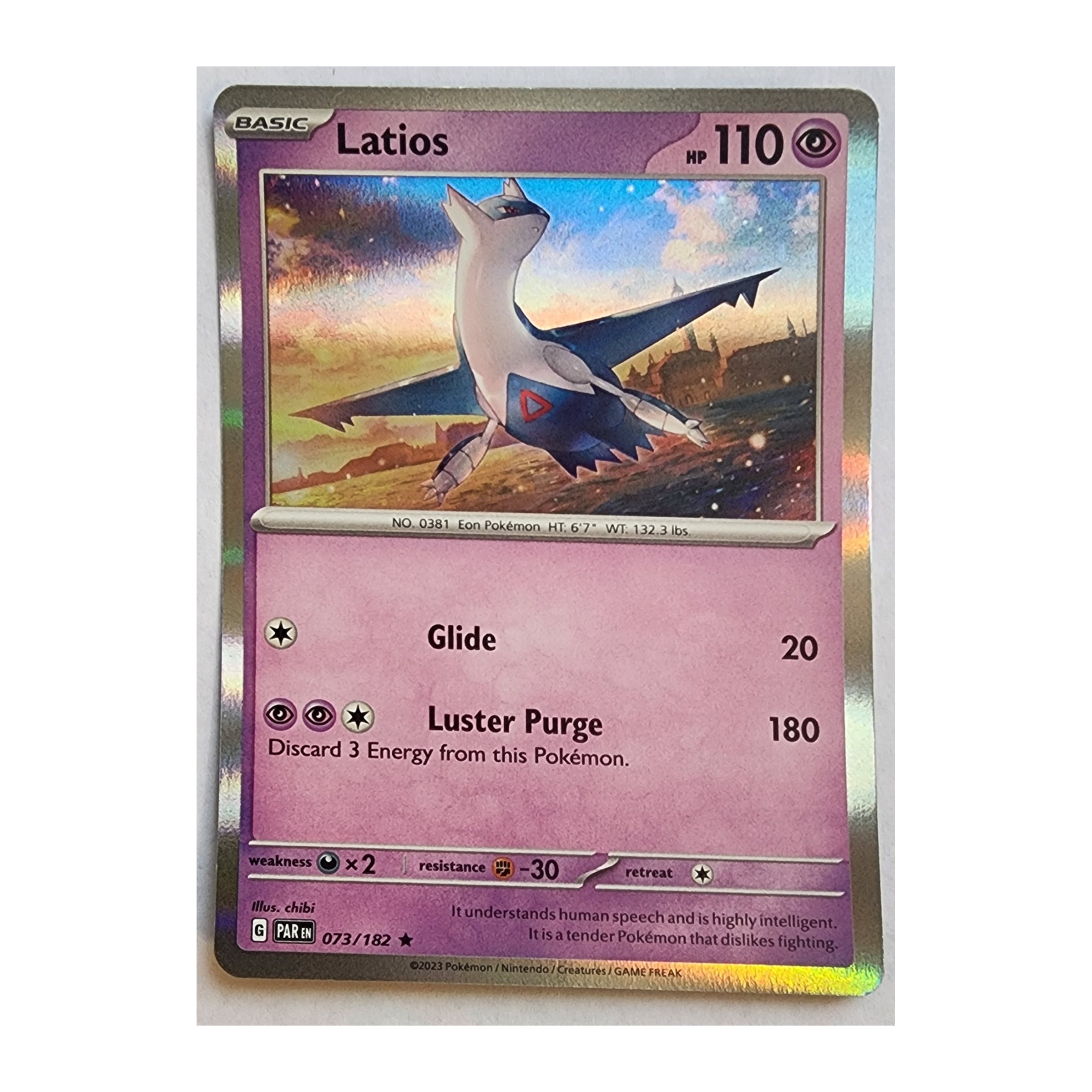 Latios Rare SV04: Paradox Rift 073/182 NM Holo