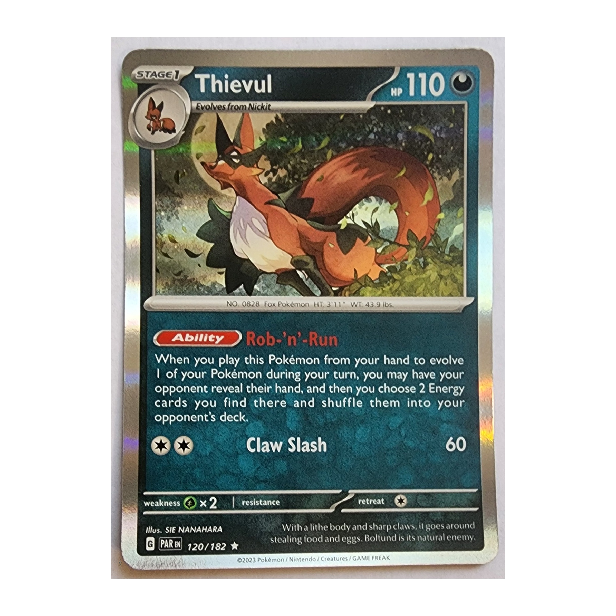 Thievul Rare SV04: Paradox Rift 120/182 NM Holo