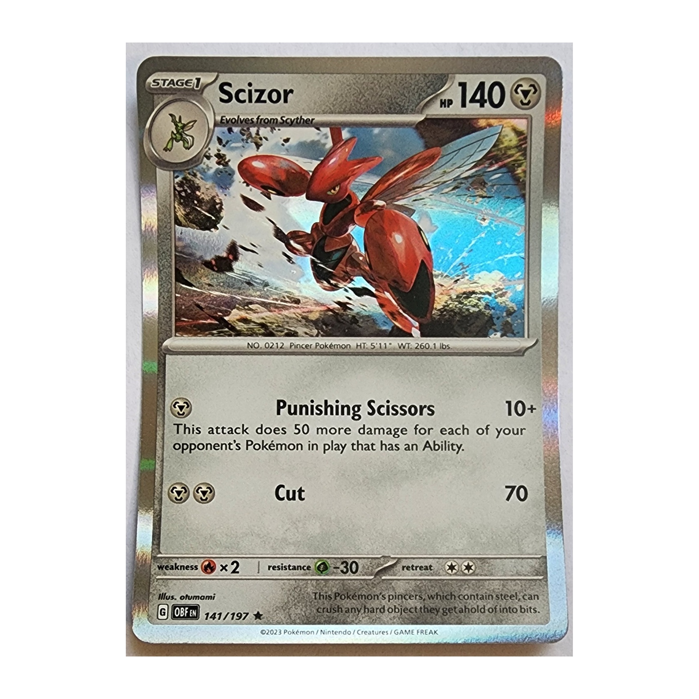 Scizor Rare SV03: Obsidian Flames 141/197 NM Holo