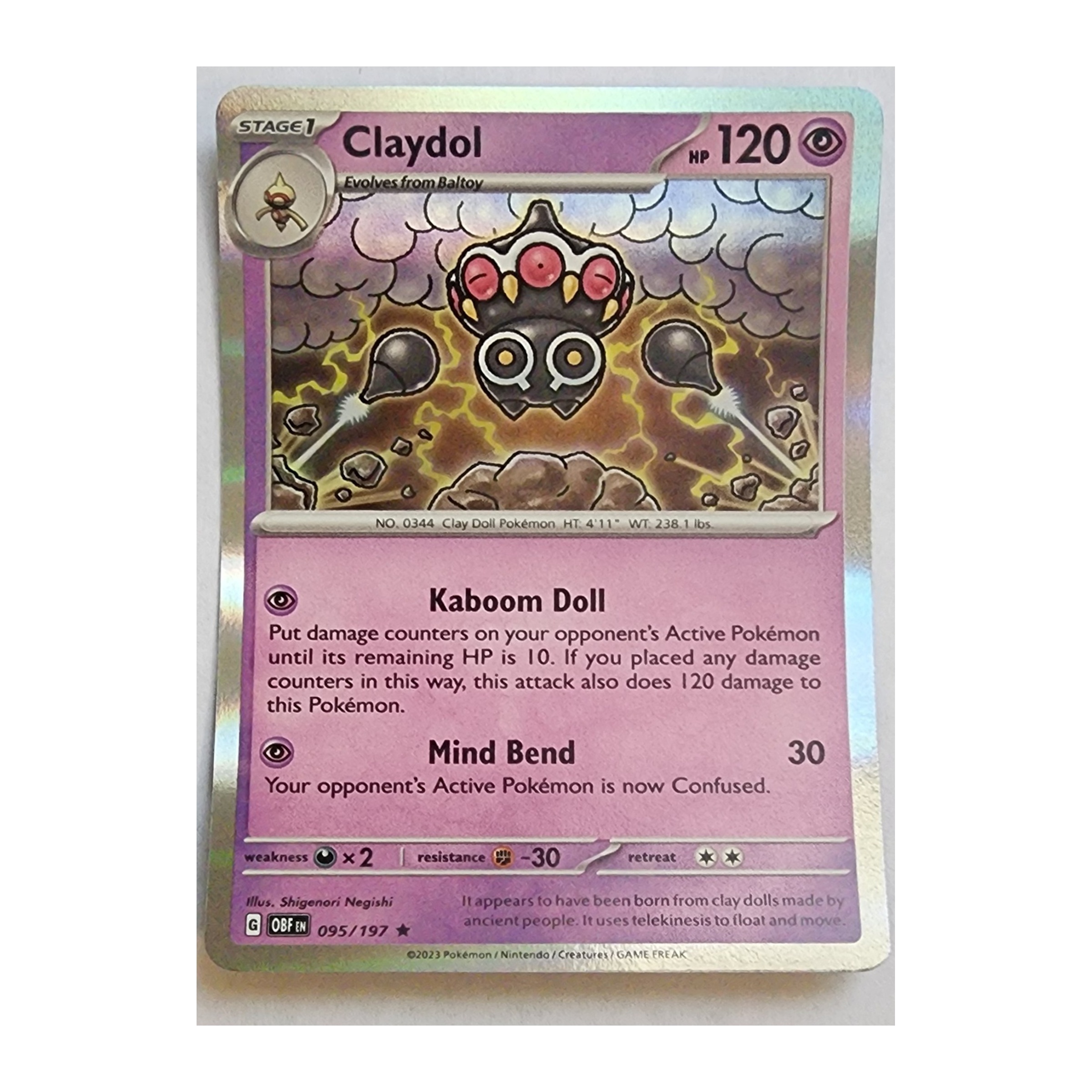 Claydol Rare SV03: Obsidian Flames 095/197 NM Holo
