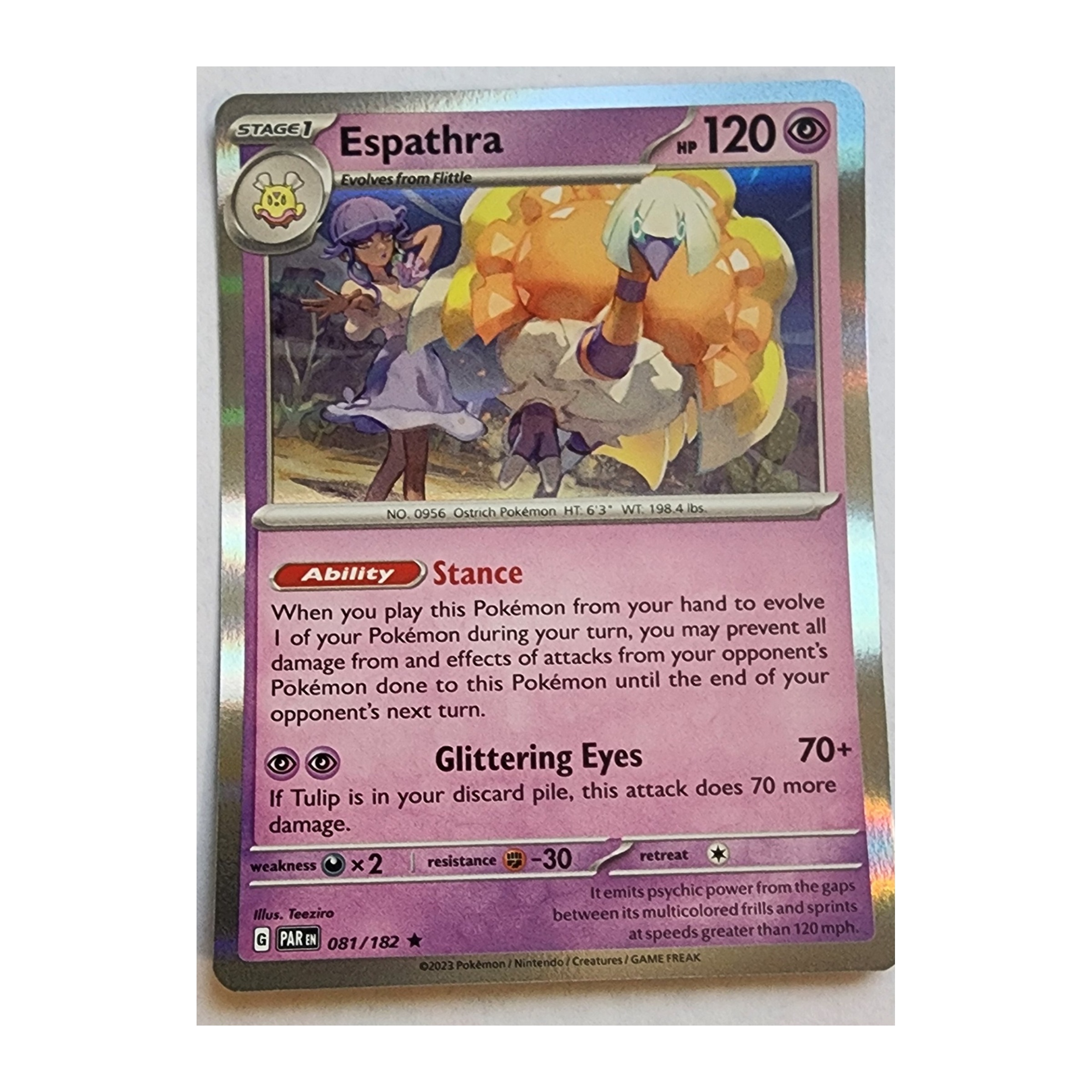 Espathra Rare SV04: Paradox Rift 081/182 NM Holo