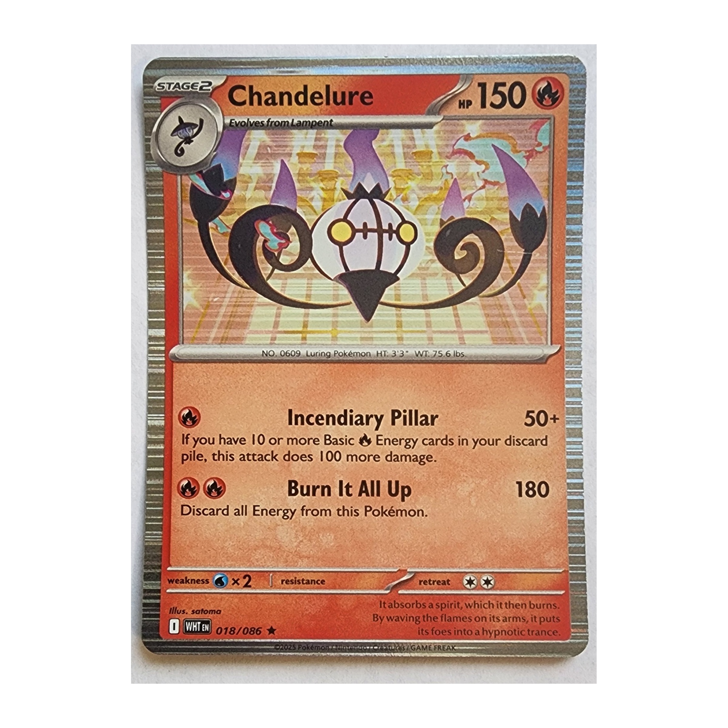 Chandelure Rare SV10.5W: White Flare 018/086 NM Holo