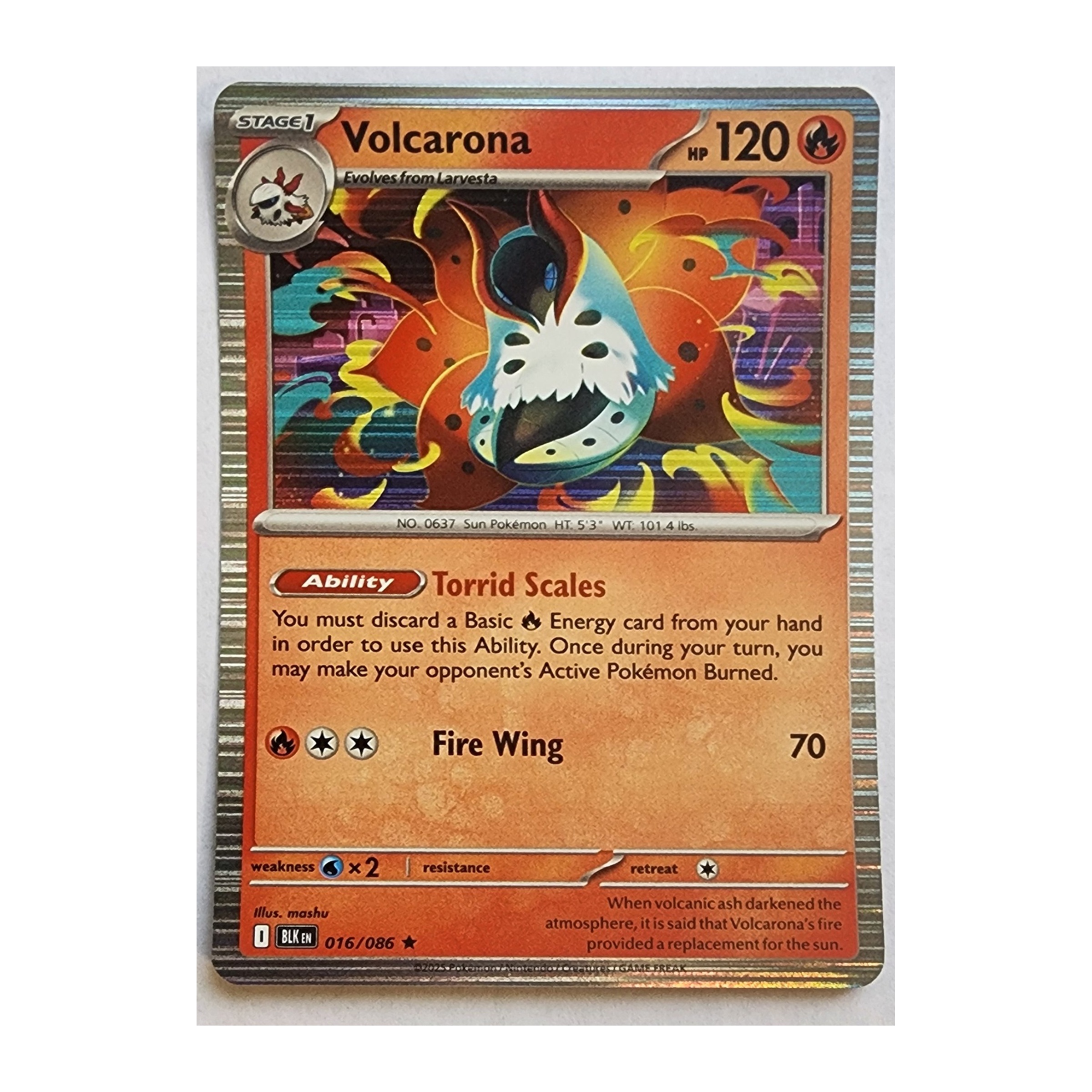 Volcarona Rare SV10.5B: Black Bolt 016/086 NM Holo