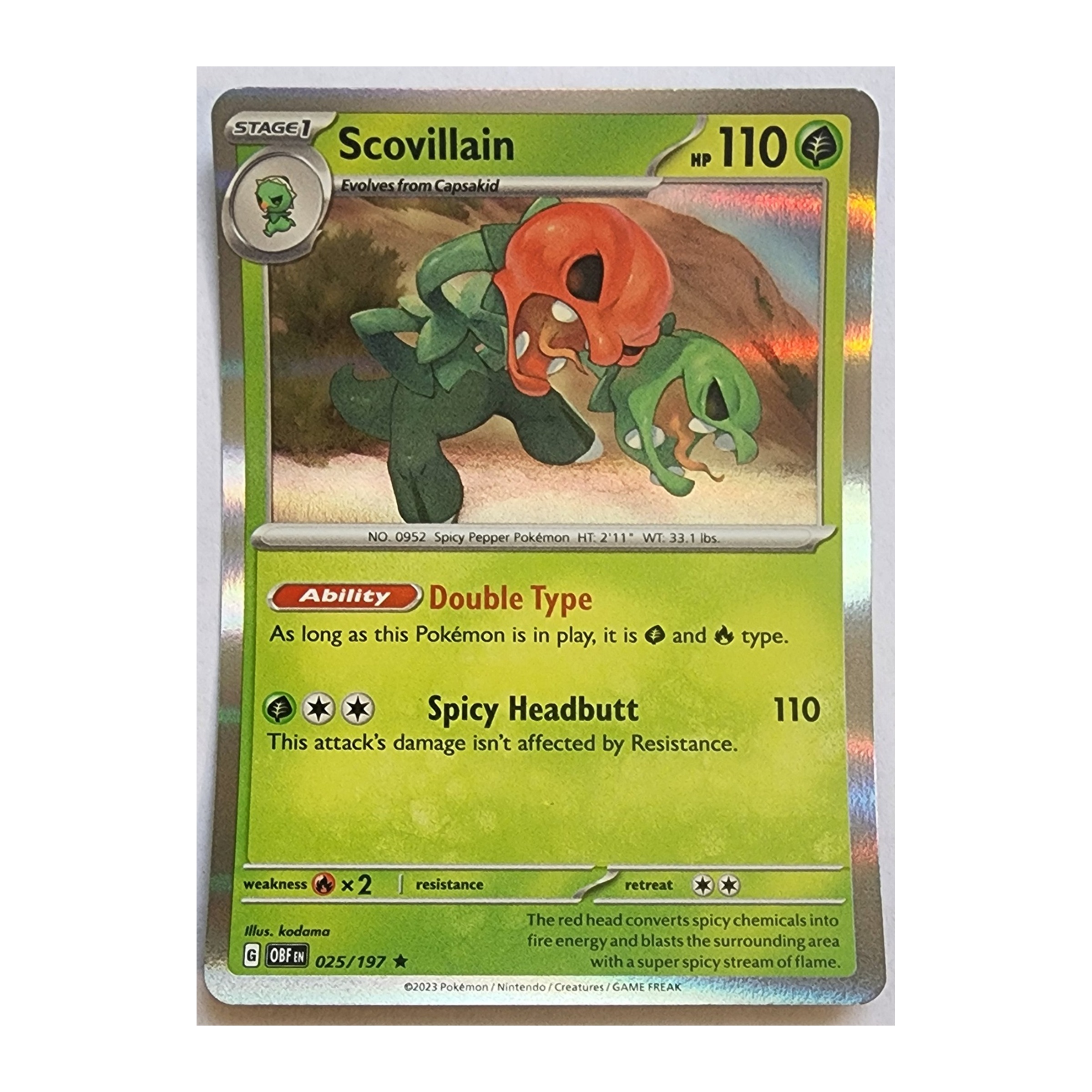 Scovillain Rare SV03: Obsidian Flames 025/197 NM Holo