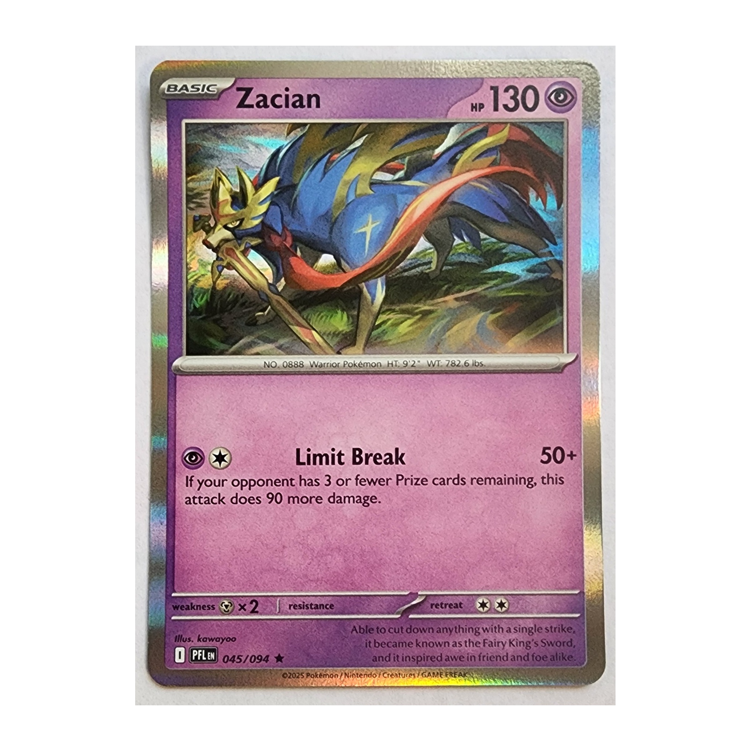 Zacian Rare ME02: Phantasmal Flames 045/094 NM Holo