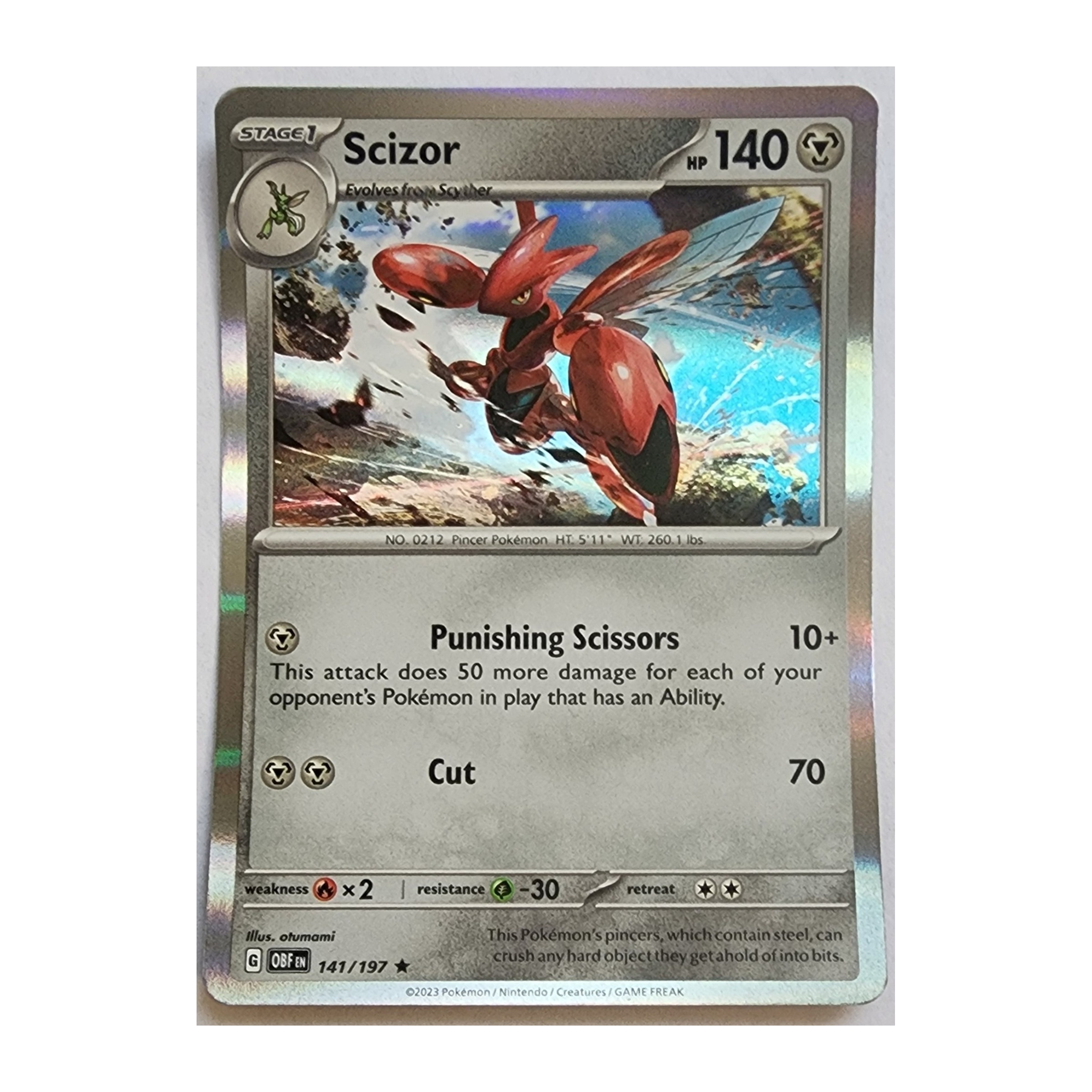 Scizor Rare SV03: Obsidian Flames 141/197 NM Holo