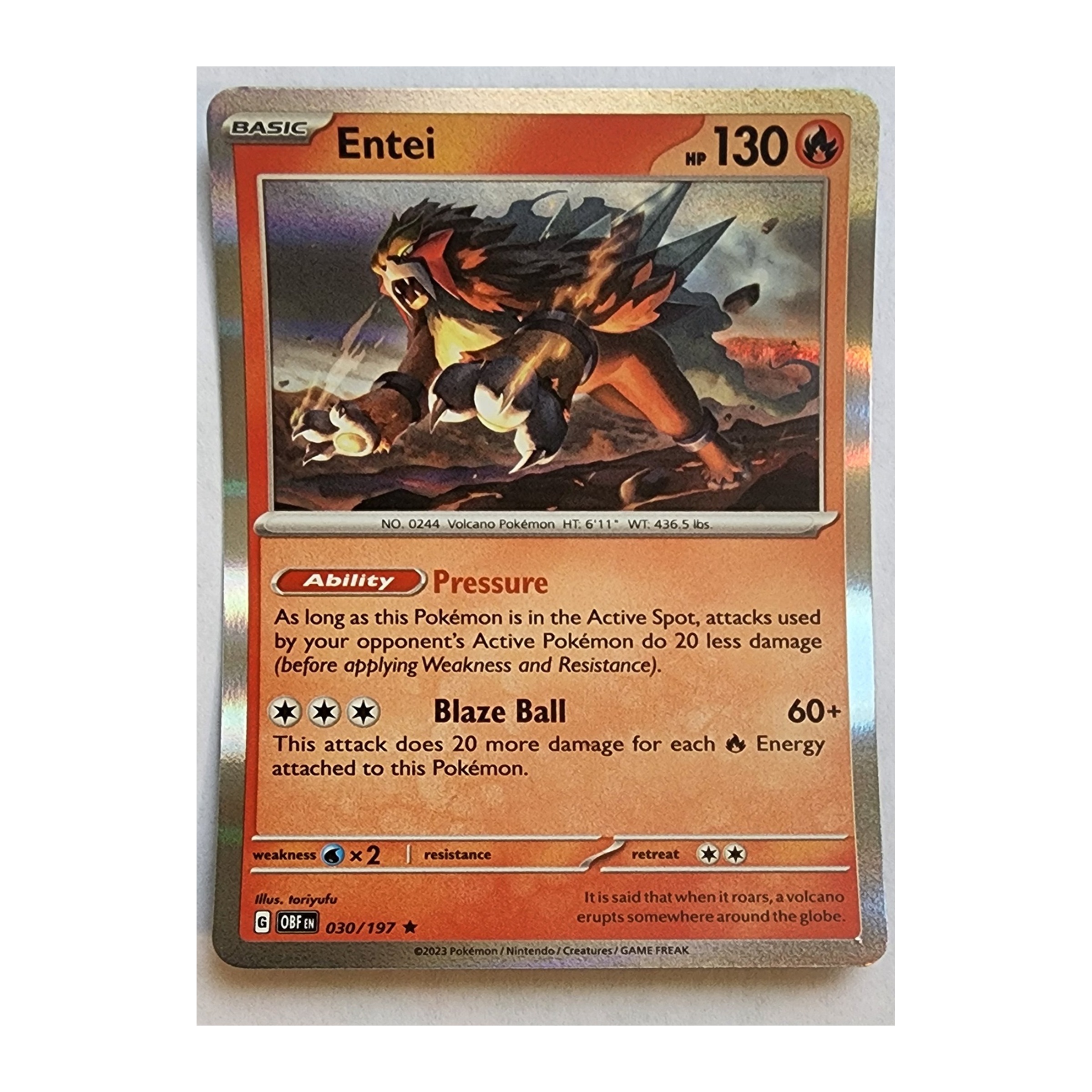 Entei Rare SV03: Obsidian Flames 030/197 NM Holo