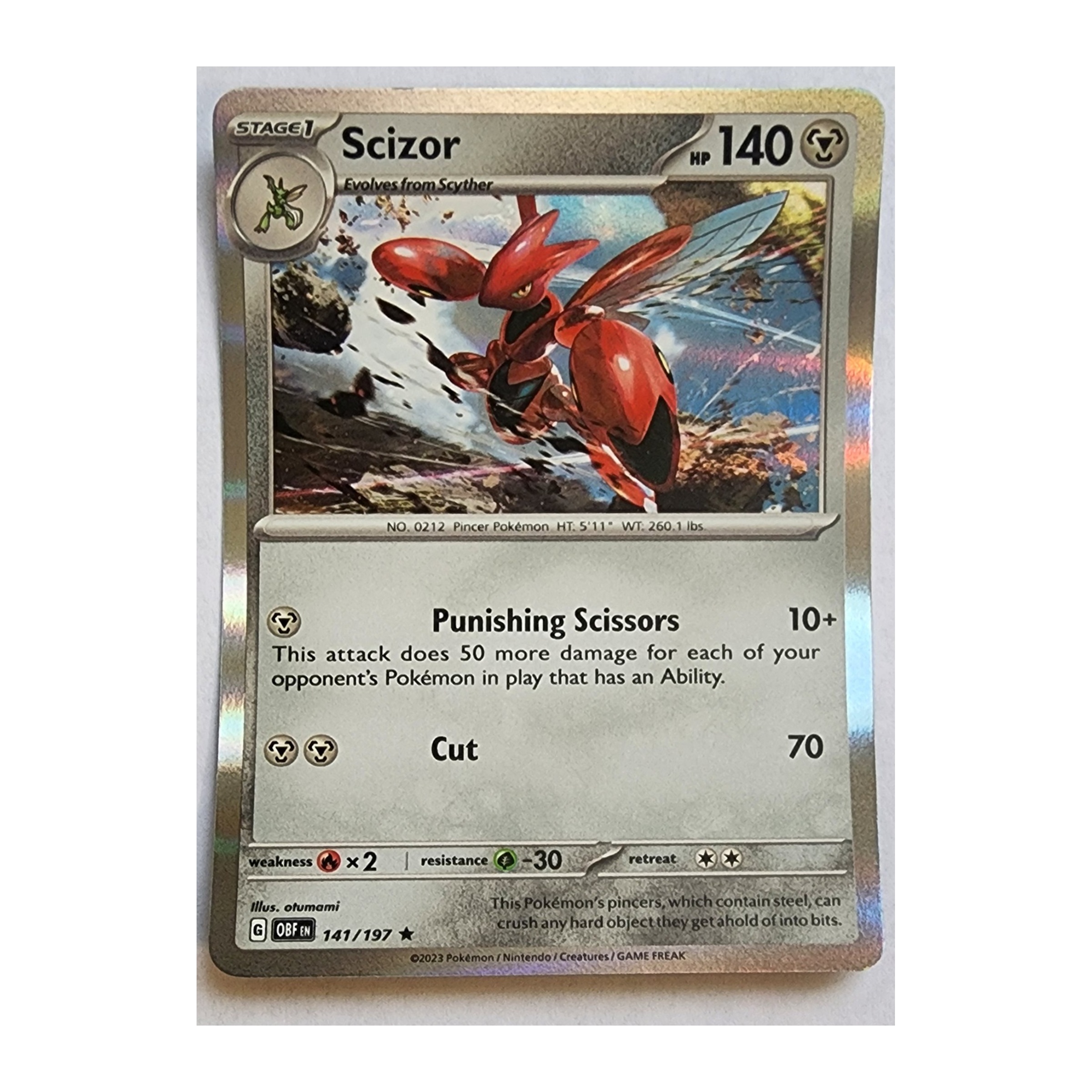 Scizor Rare SV03: Obsidian Flames 141/197 NM Holo