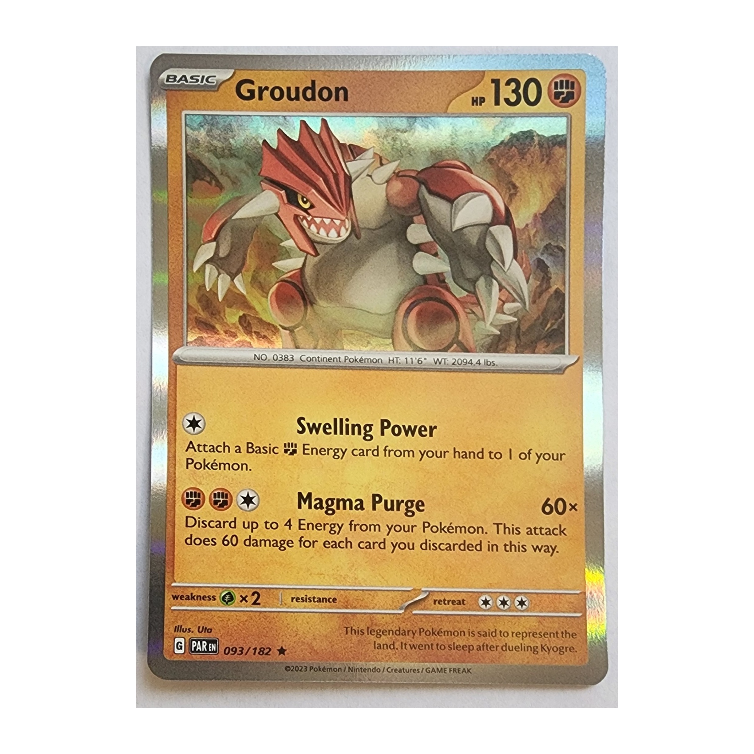 Groudon Rare SV04: Paradox Rift 093/182 NM Holo