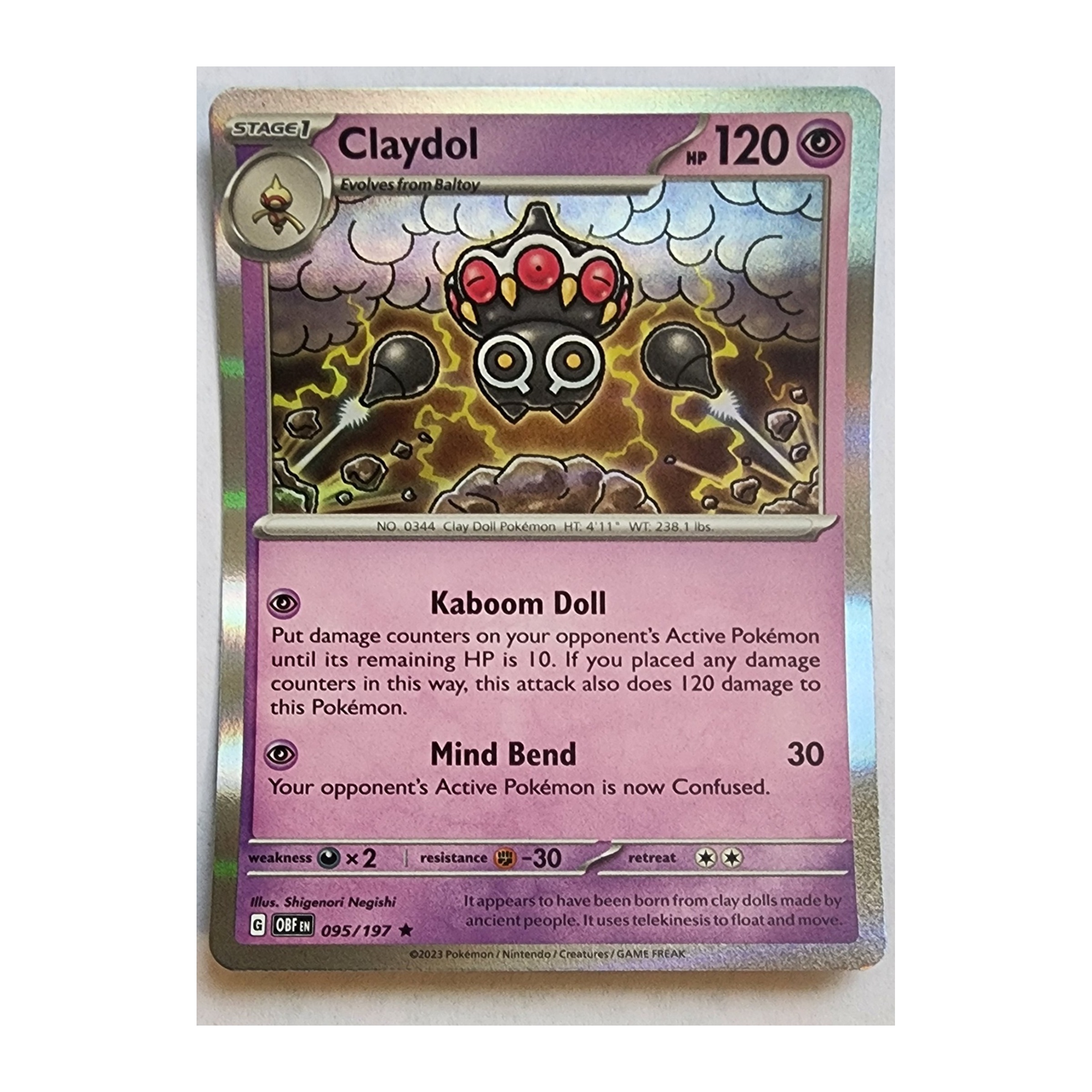 Claydol Rare SV03: Obsidian Flames 095/197 NM Holo