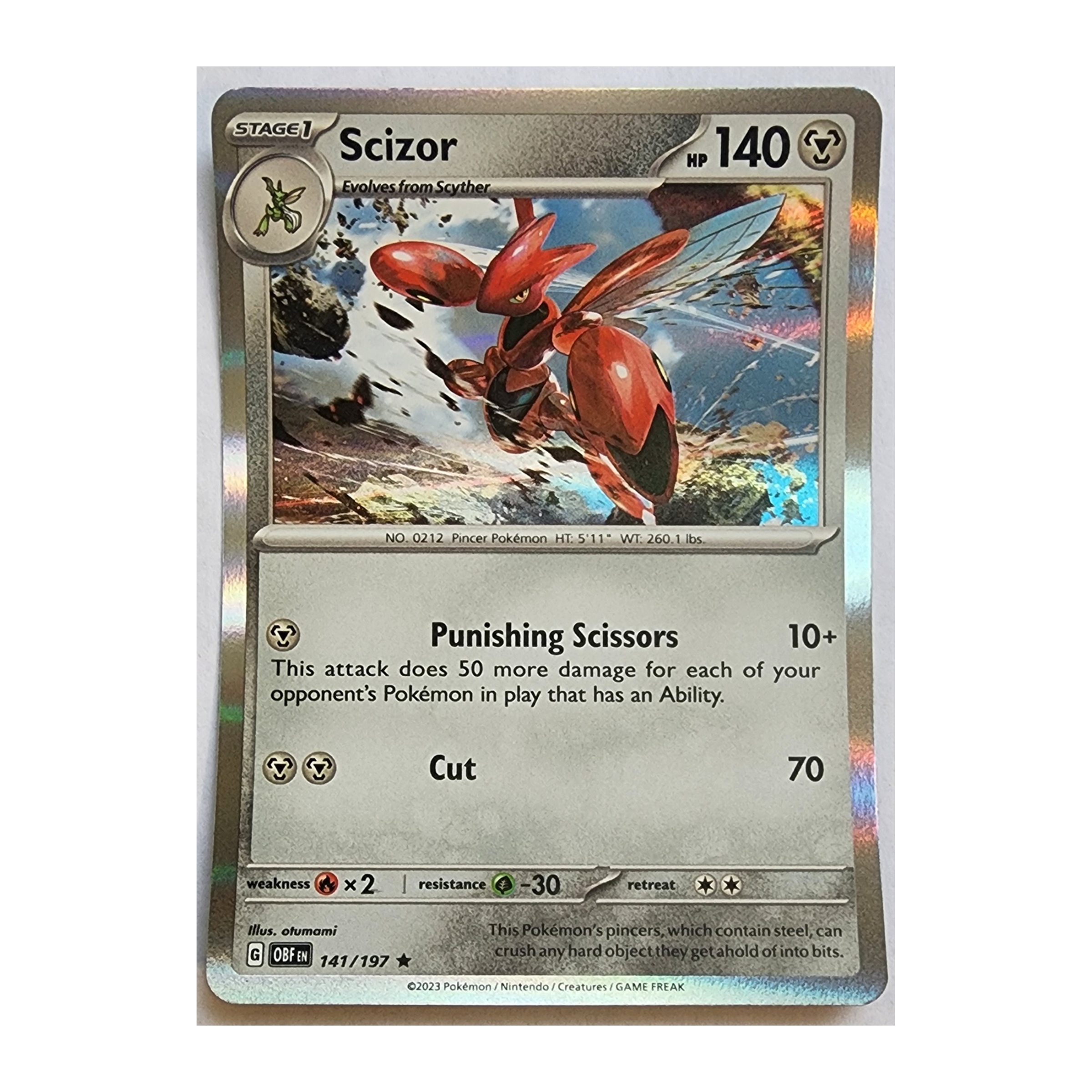 Scizor Rare SV03: Obsidian Flames 141/197 NM Holo