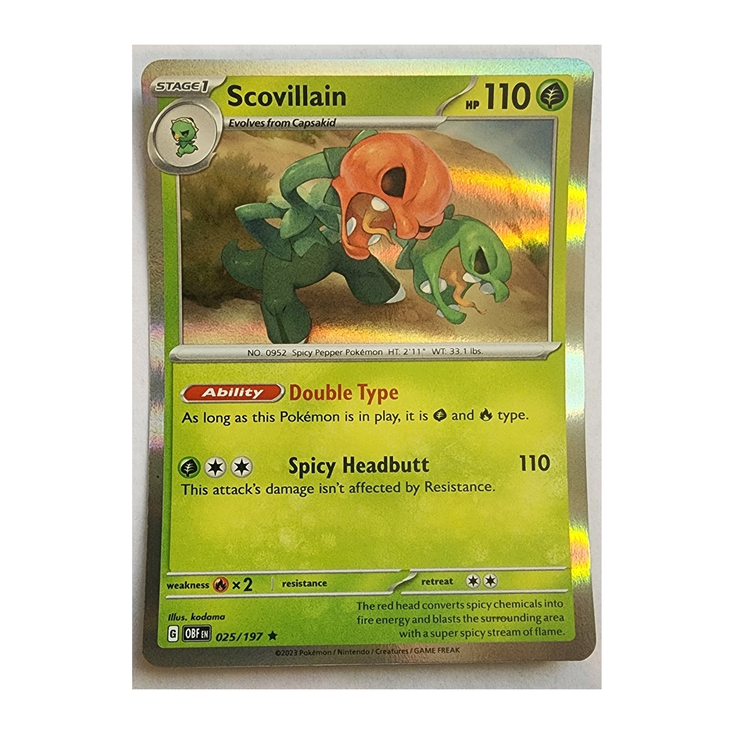 Scovillain Rare SV03: Obsidian Flames 025/197 NM Holo