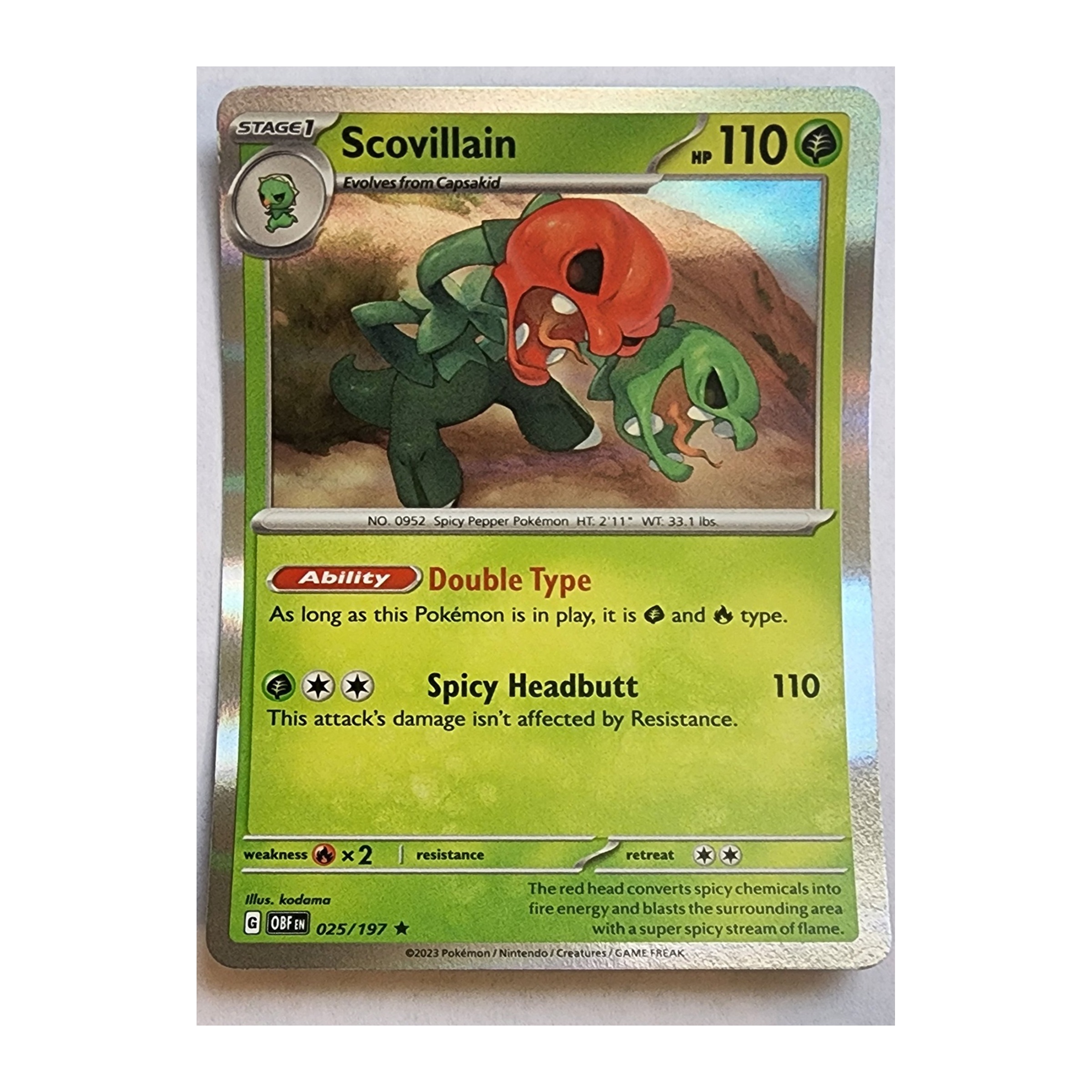 Scovillain Rare SV03: Obsidian Flames 025/197 NM Holo