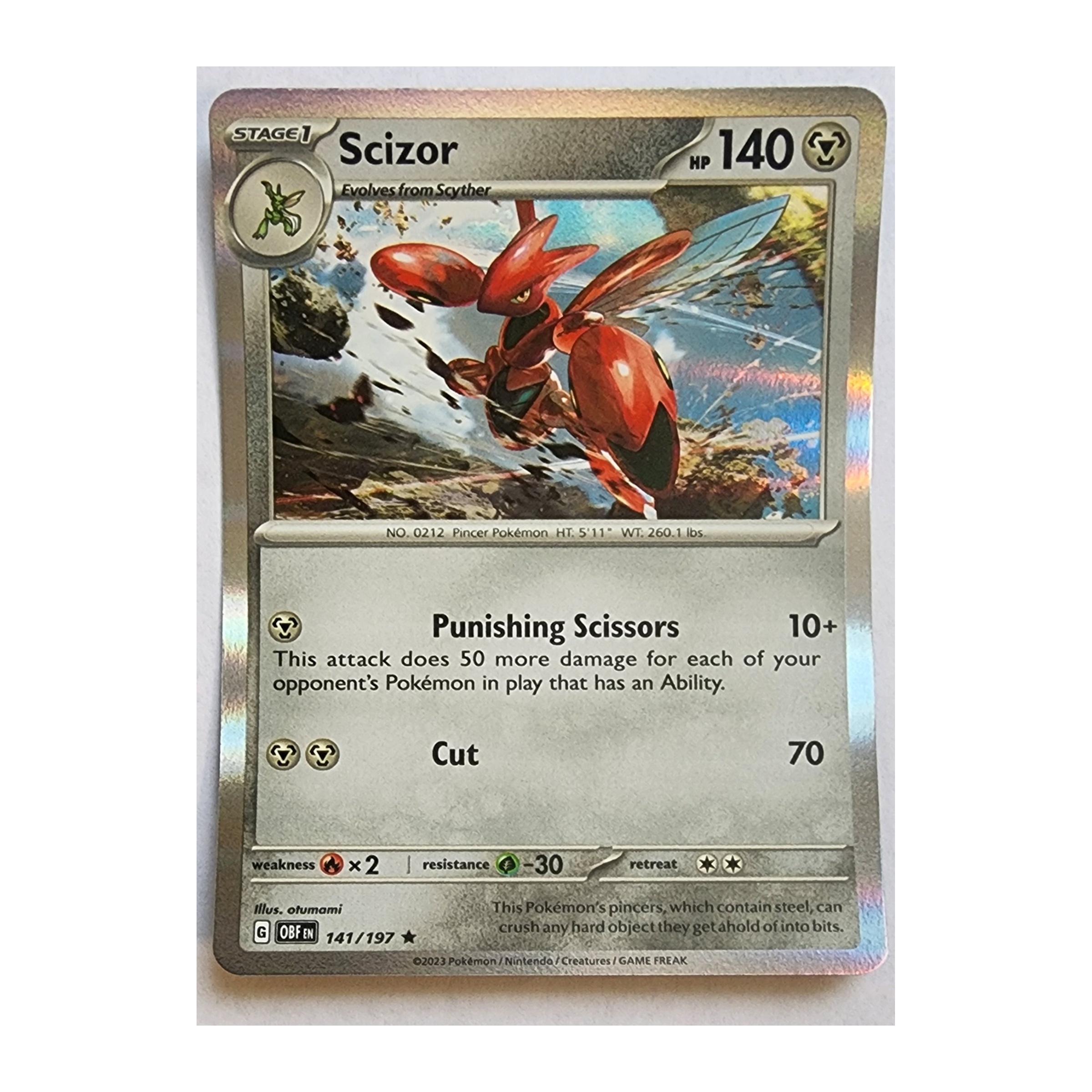 Scizor Rare SV03: Obsidian Flames 141/197 NM Holo