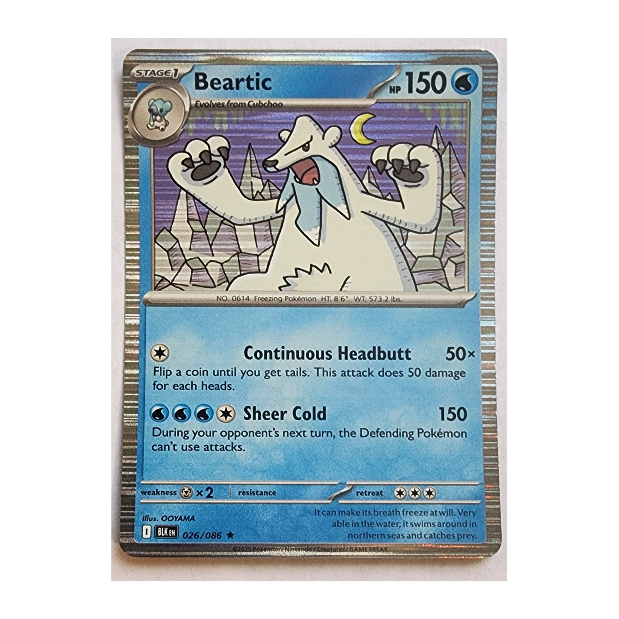 Beartic Rare SV10.5B: Black Bolt 026/086 NM Holo