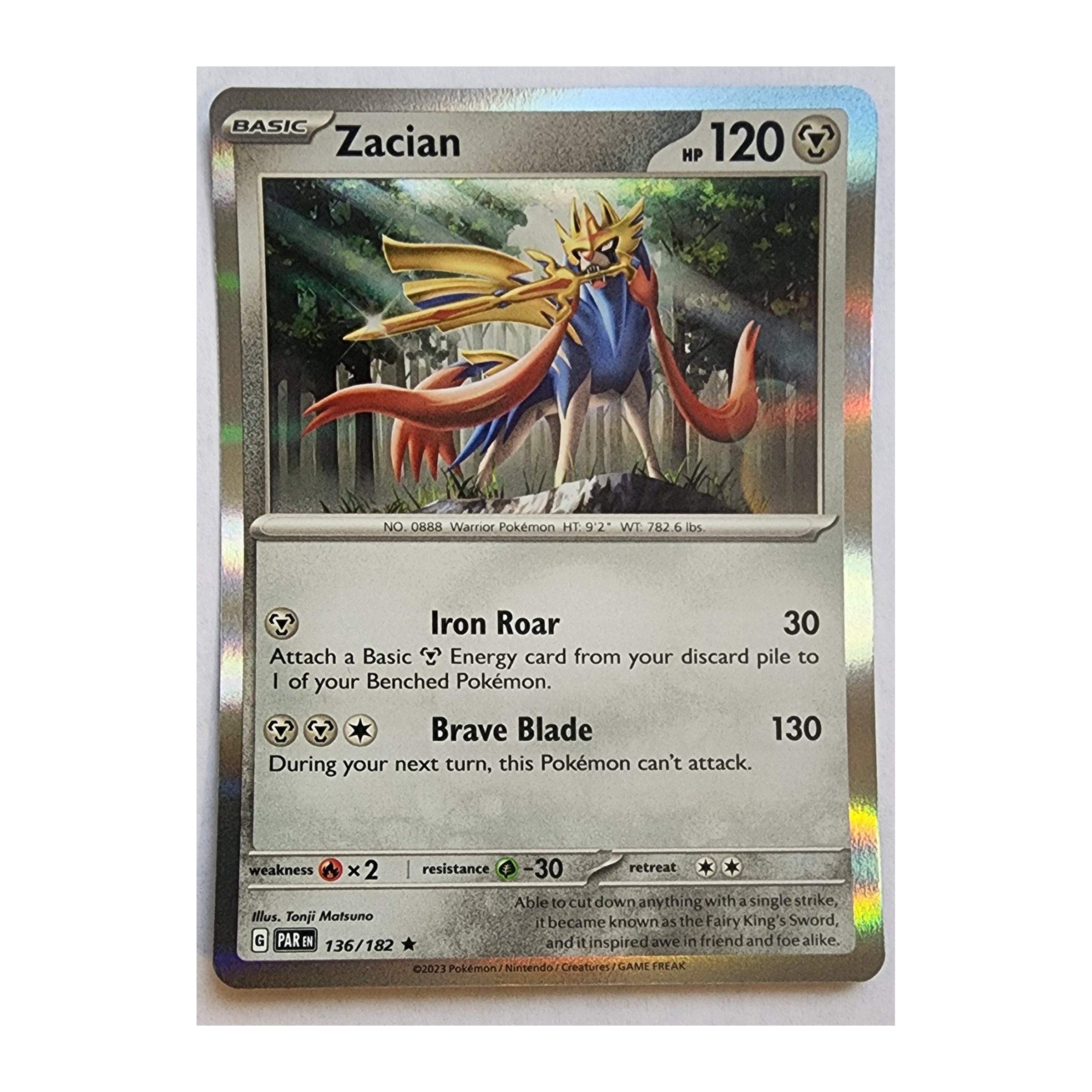 Zacian Rare SV04: Paradox Rift 136/182 NM Holo