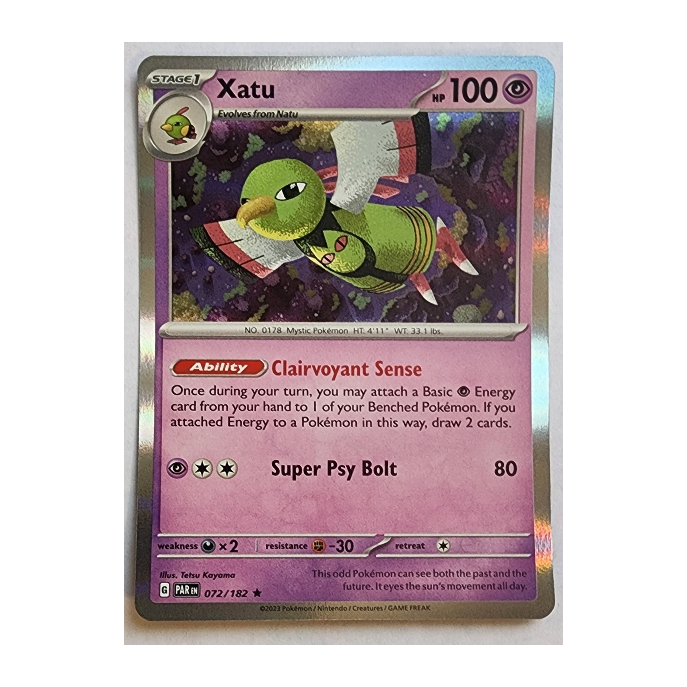 Xatu Rare SV04: Paradox Rift 072/182 NM Holo
