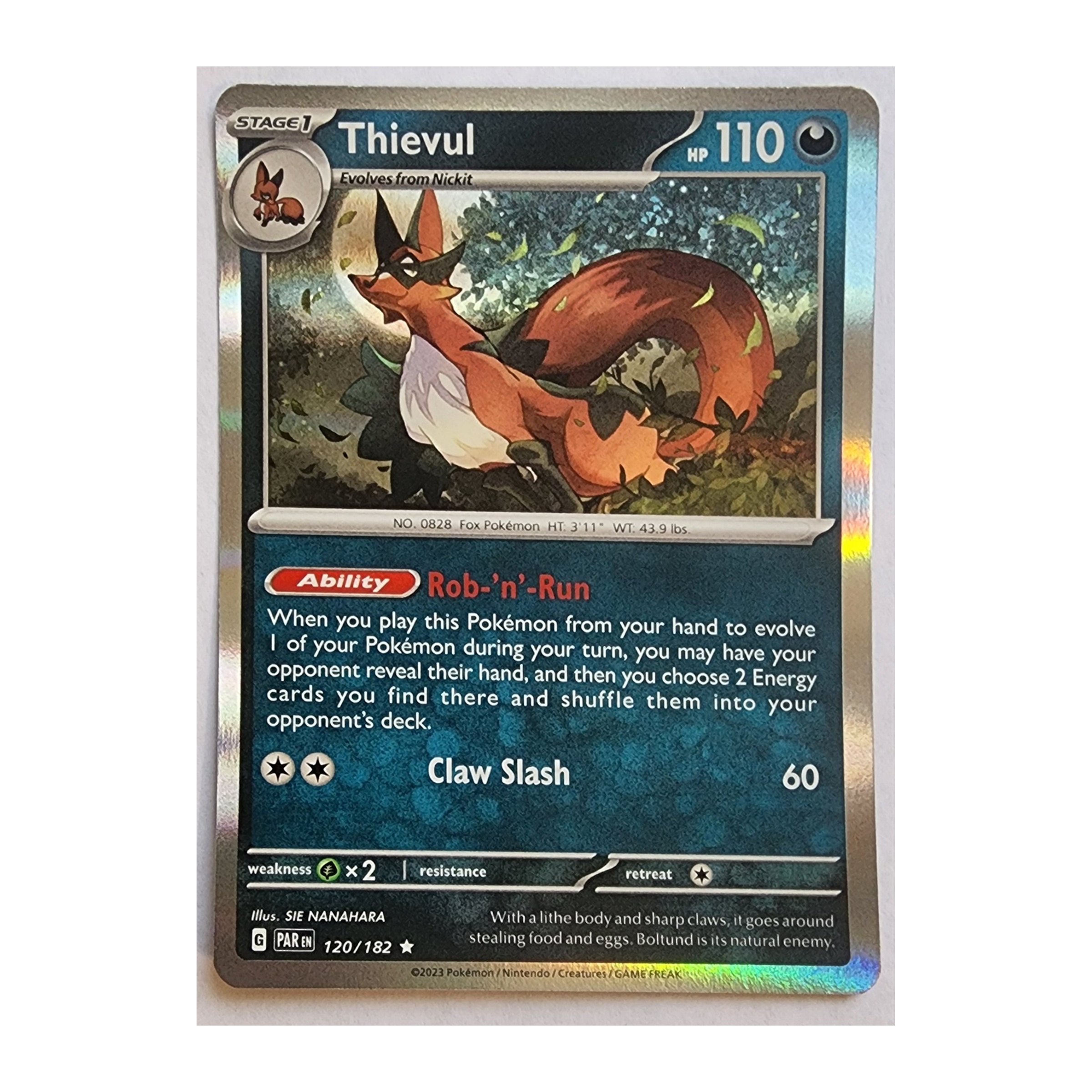 Thievul Rare SV04: Paradox Rift 120/182 NM Holo