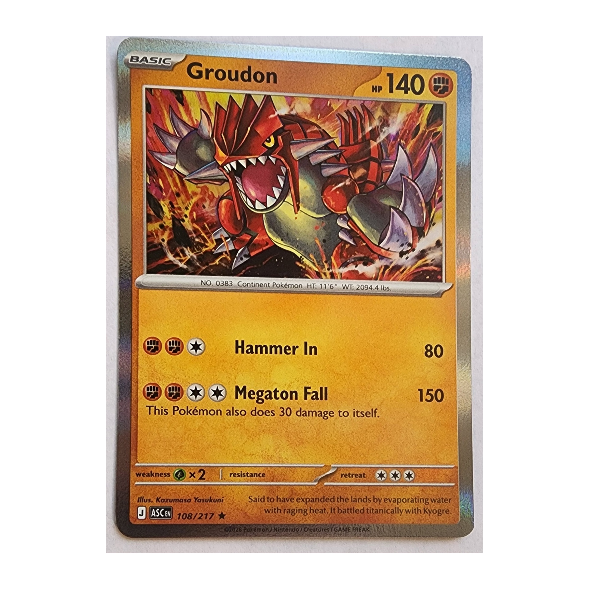 Groudon Rare ME02.5: Ascended Heroes 108/217 NM Holo