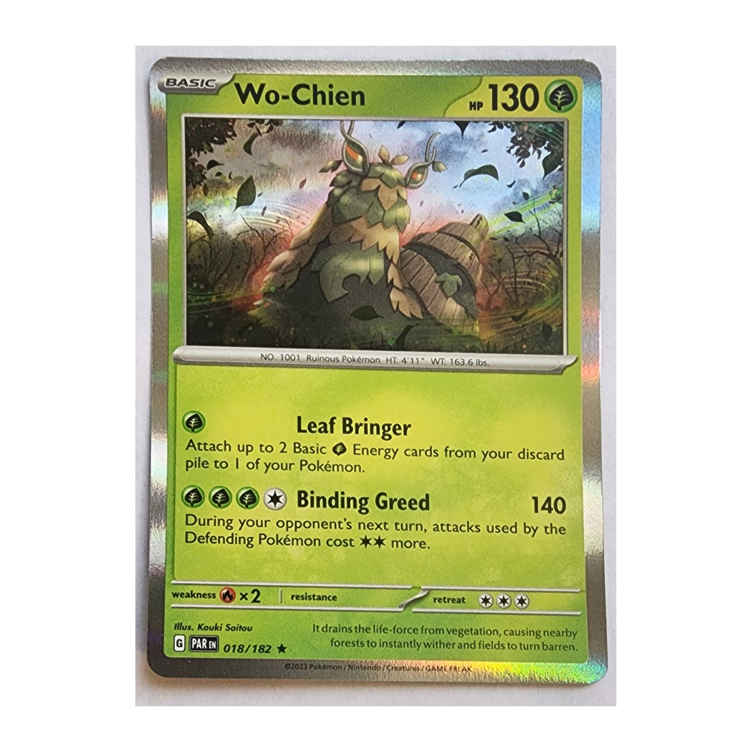 Wo-Chien Rare SV04: Paradox Rift 018/182 NM Reverse Holo