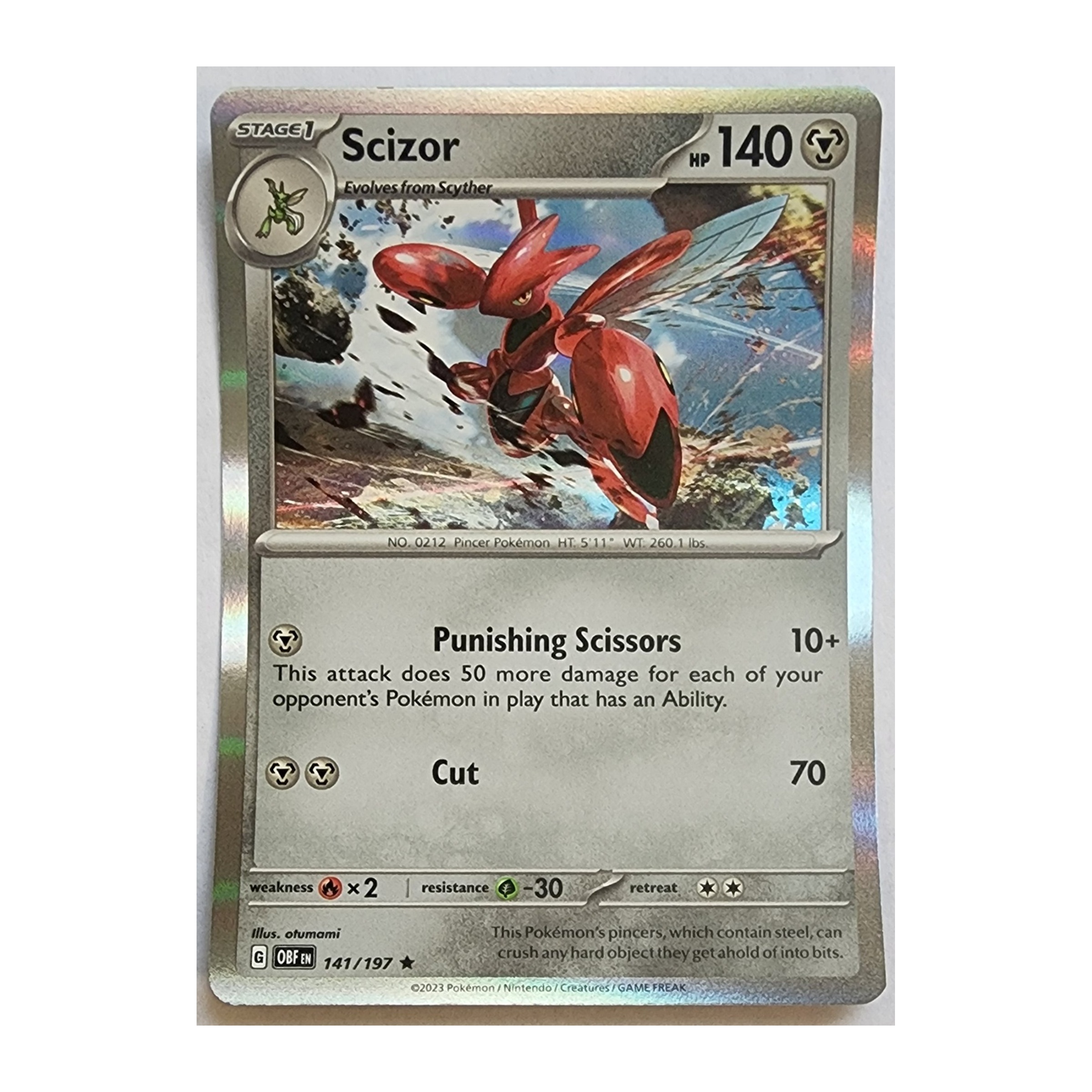 Scizor Rare SV03: Obsidian Flames 141/197 NM Holo