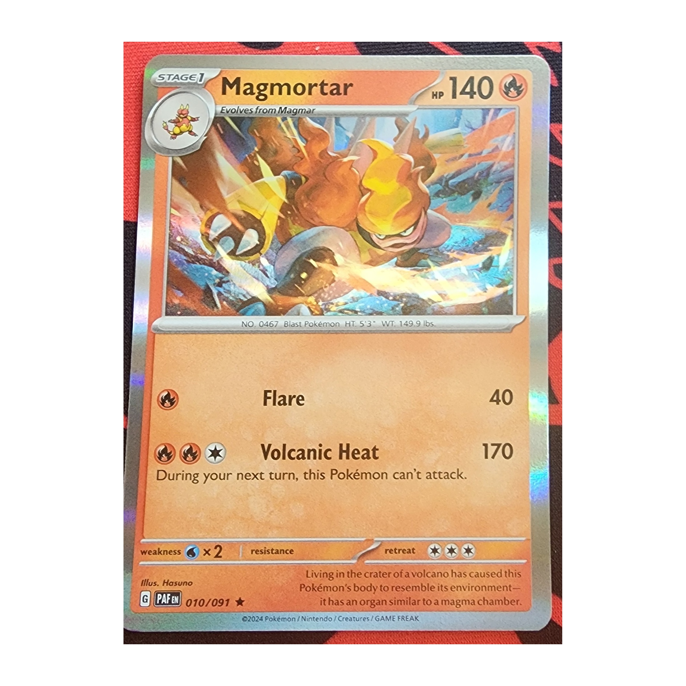 Magmortar Rare SV04.5: Paldean Fates 010/091 NM Holo