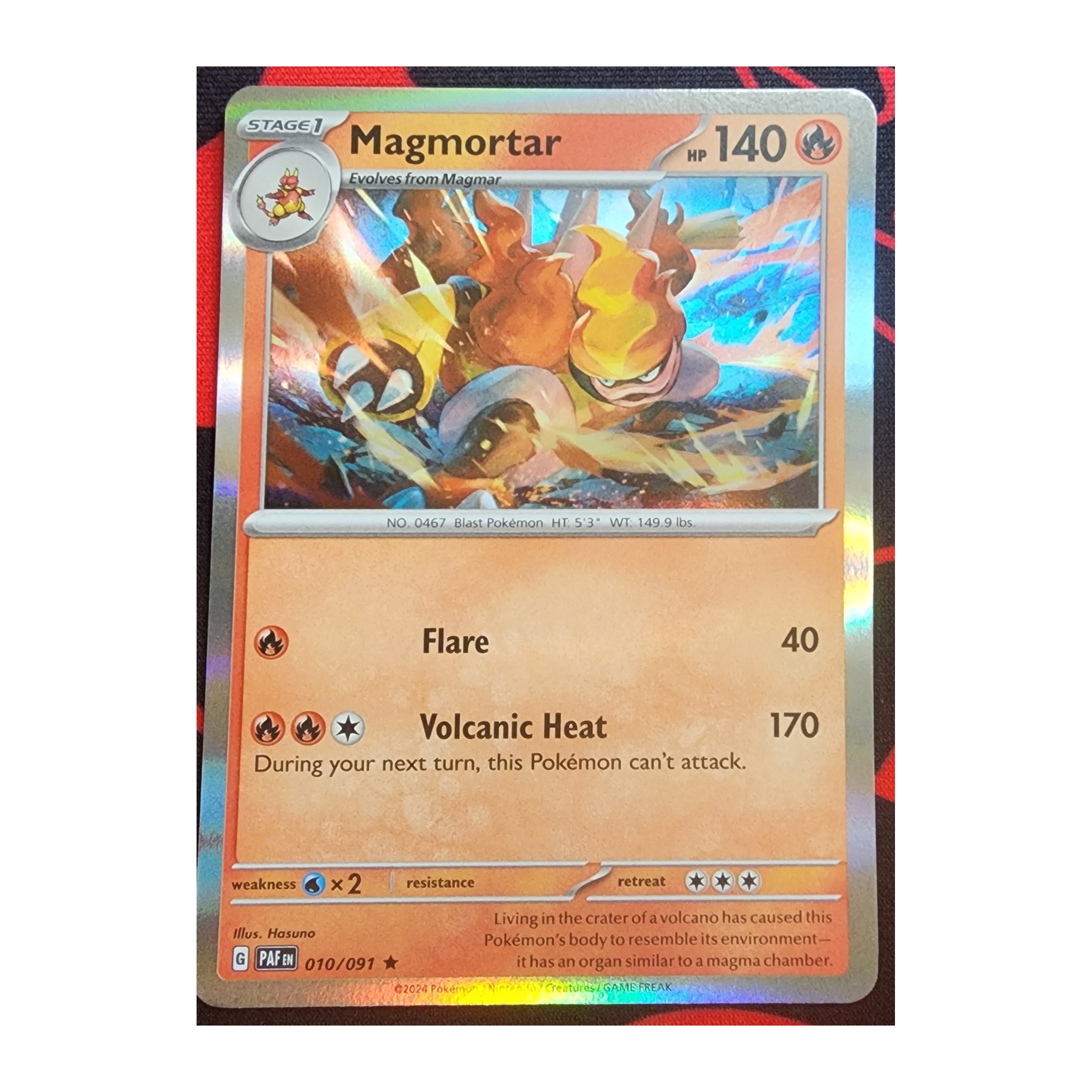 Magmortar Rare SV04.5: Paldean Fates 010/091 NM Holo
