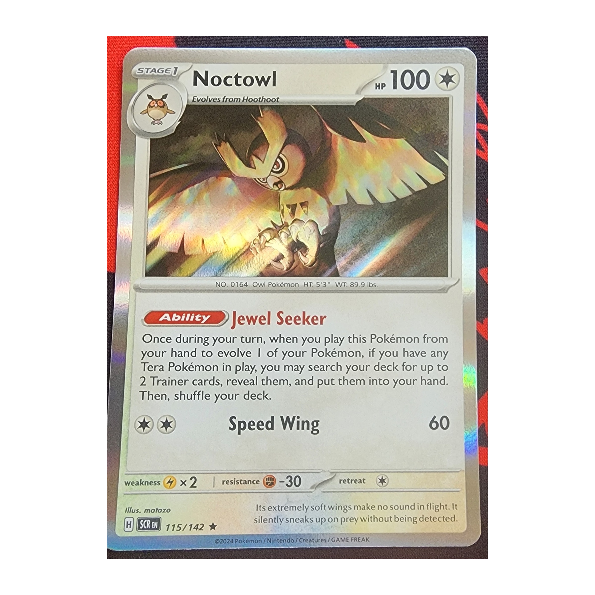 Noctowl Rare SV07: Stellar Crown 115/142 NM Holo