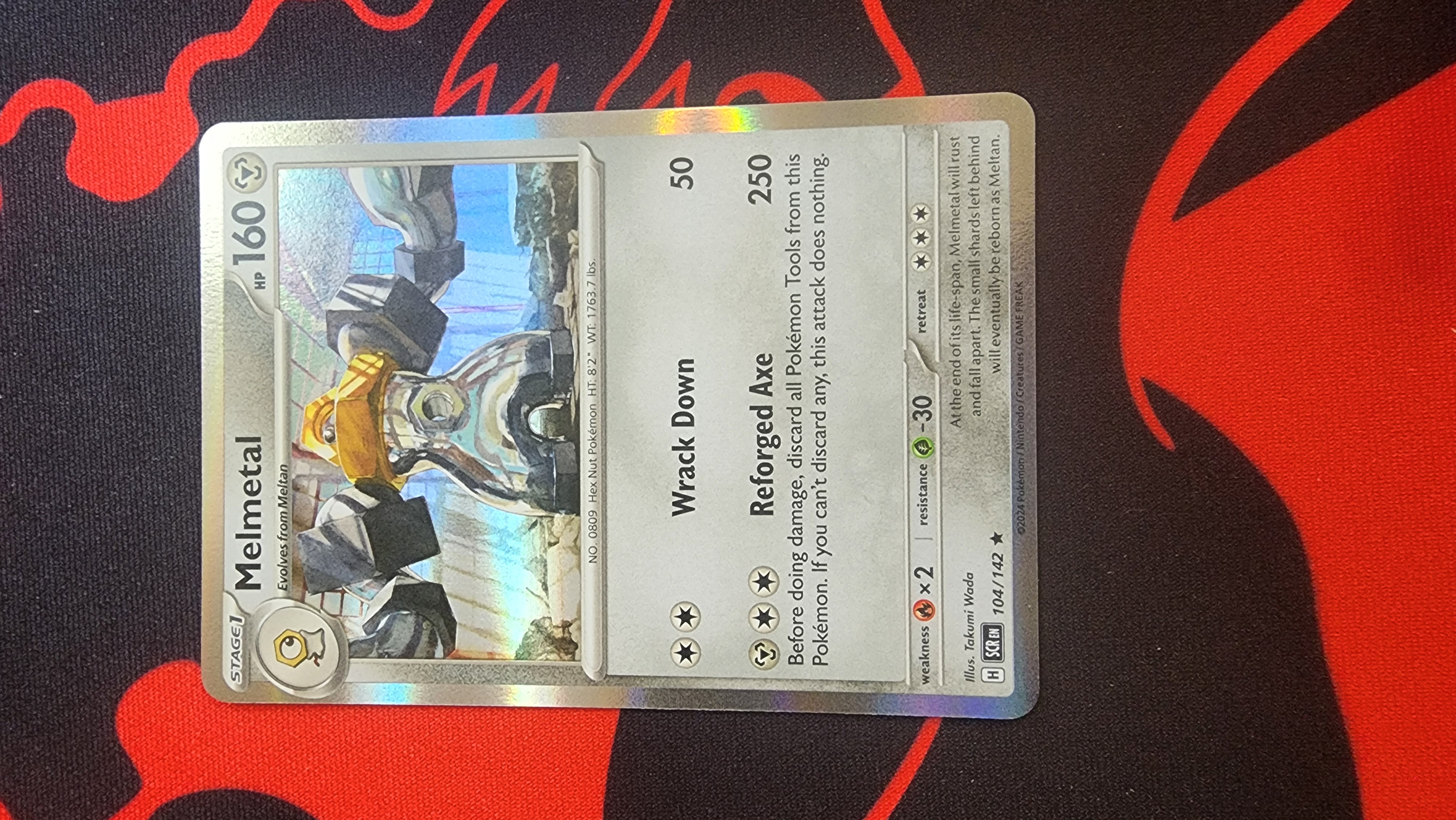 Melmetal Rare SV07: Stellar Crown 104/142 NM Reverse Holo