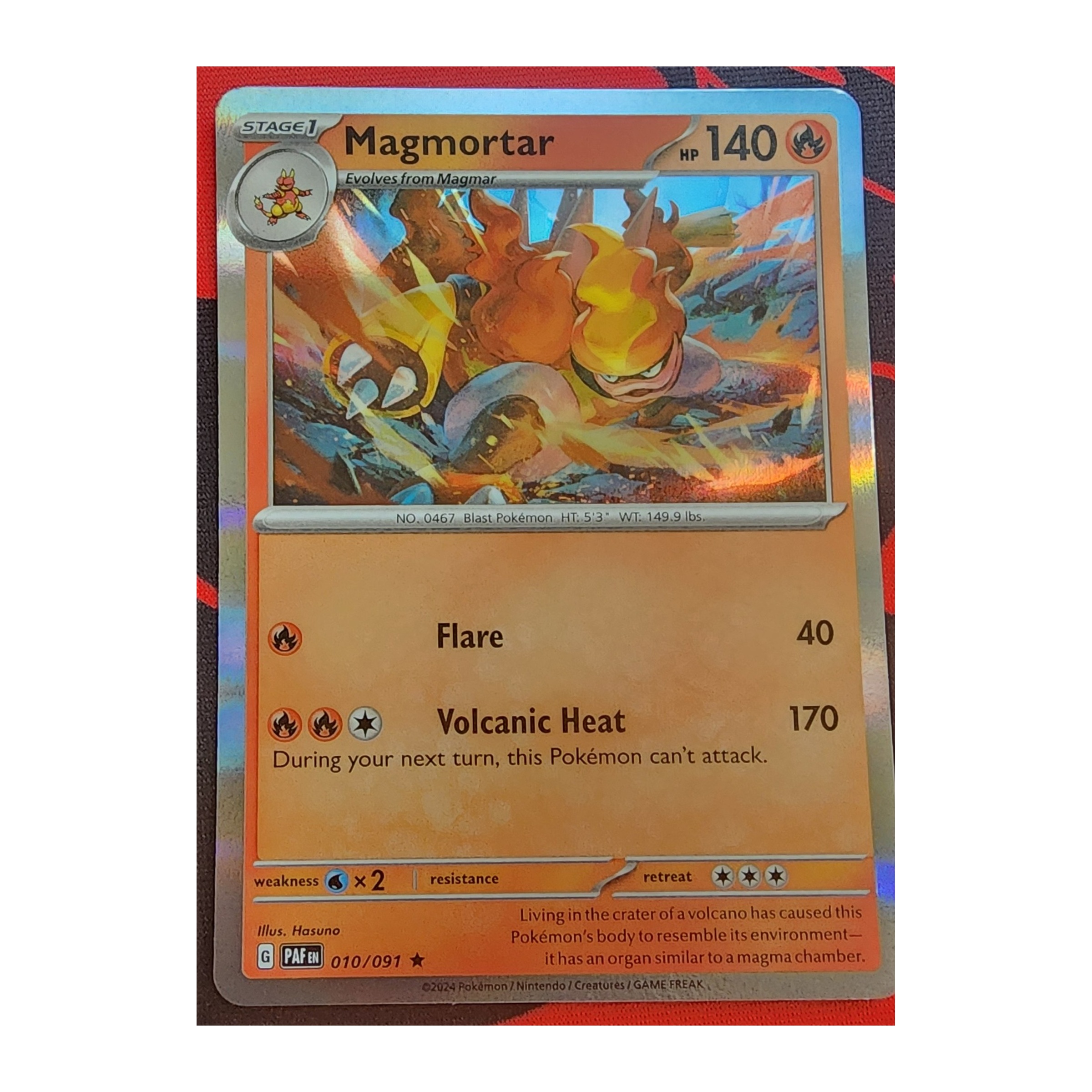 Magmortar Rare SV04.5: Paldean Fates 010/091 NM Holo