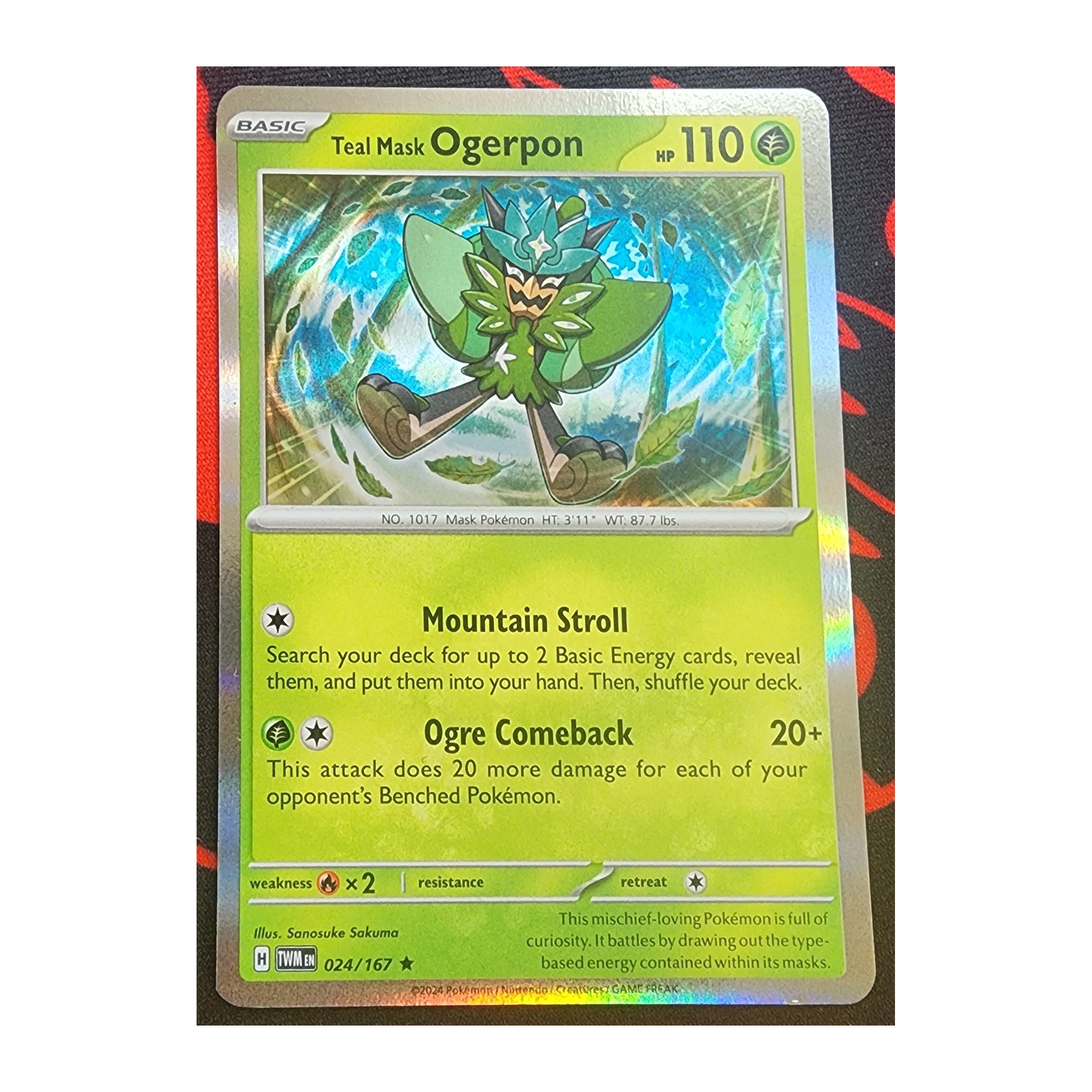 Teal Mask Ogerpon Rare SV06: Twilight Masquerade 024/167 NM Holo