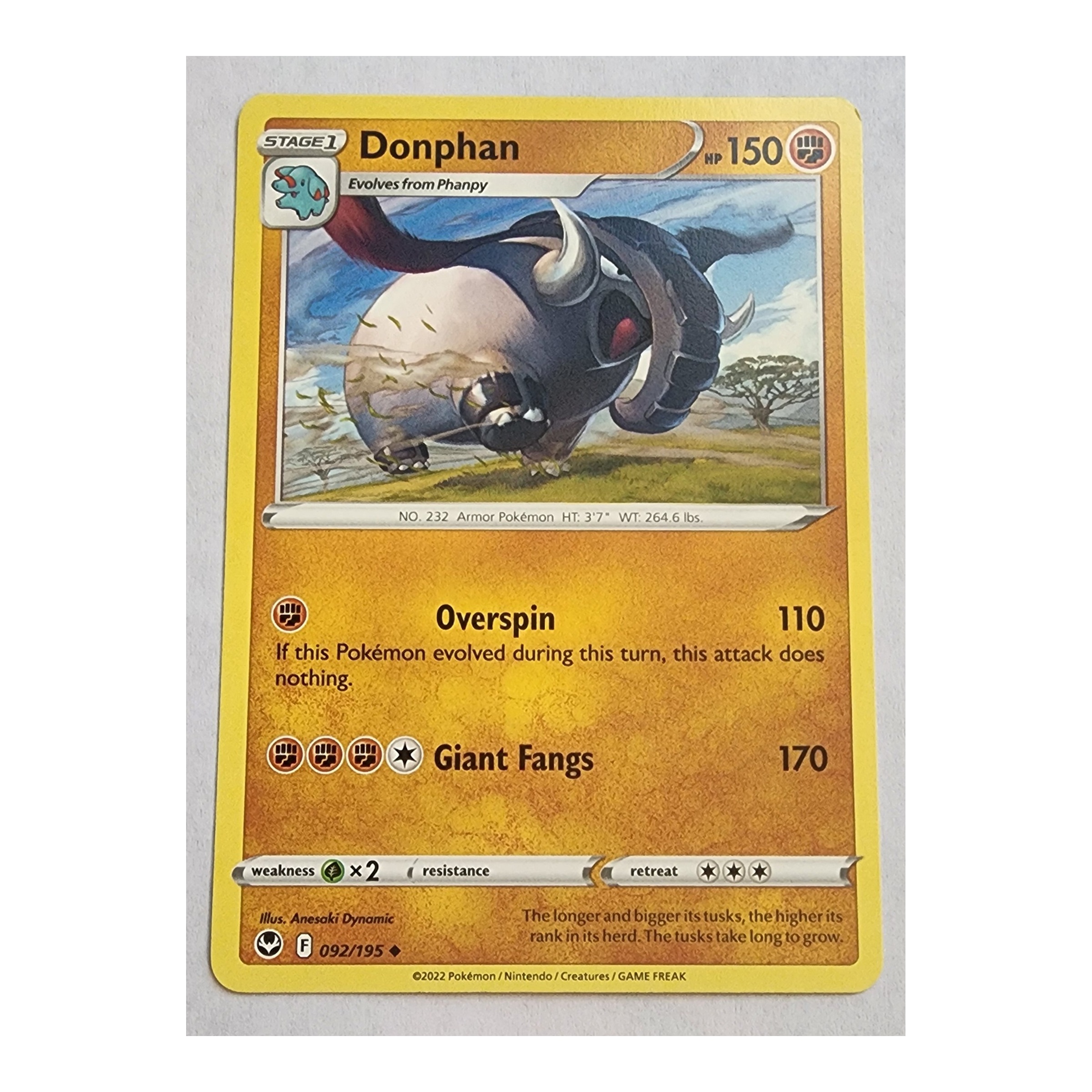 Donphan Uncommon SWSH12: Silver Tempest 092/195 NM