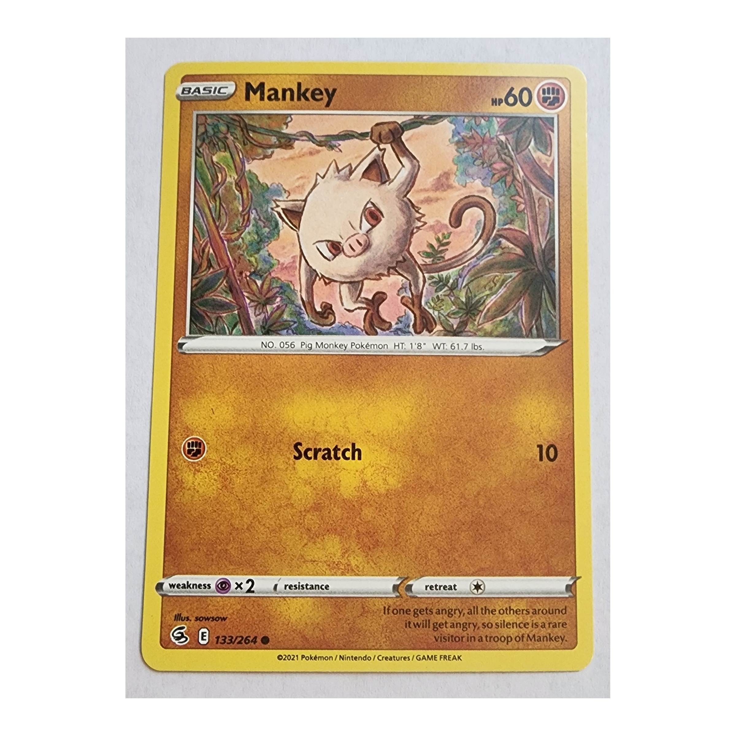 Mankey Common SWSH8: Fusion Strike 133/264 NM