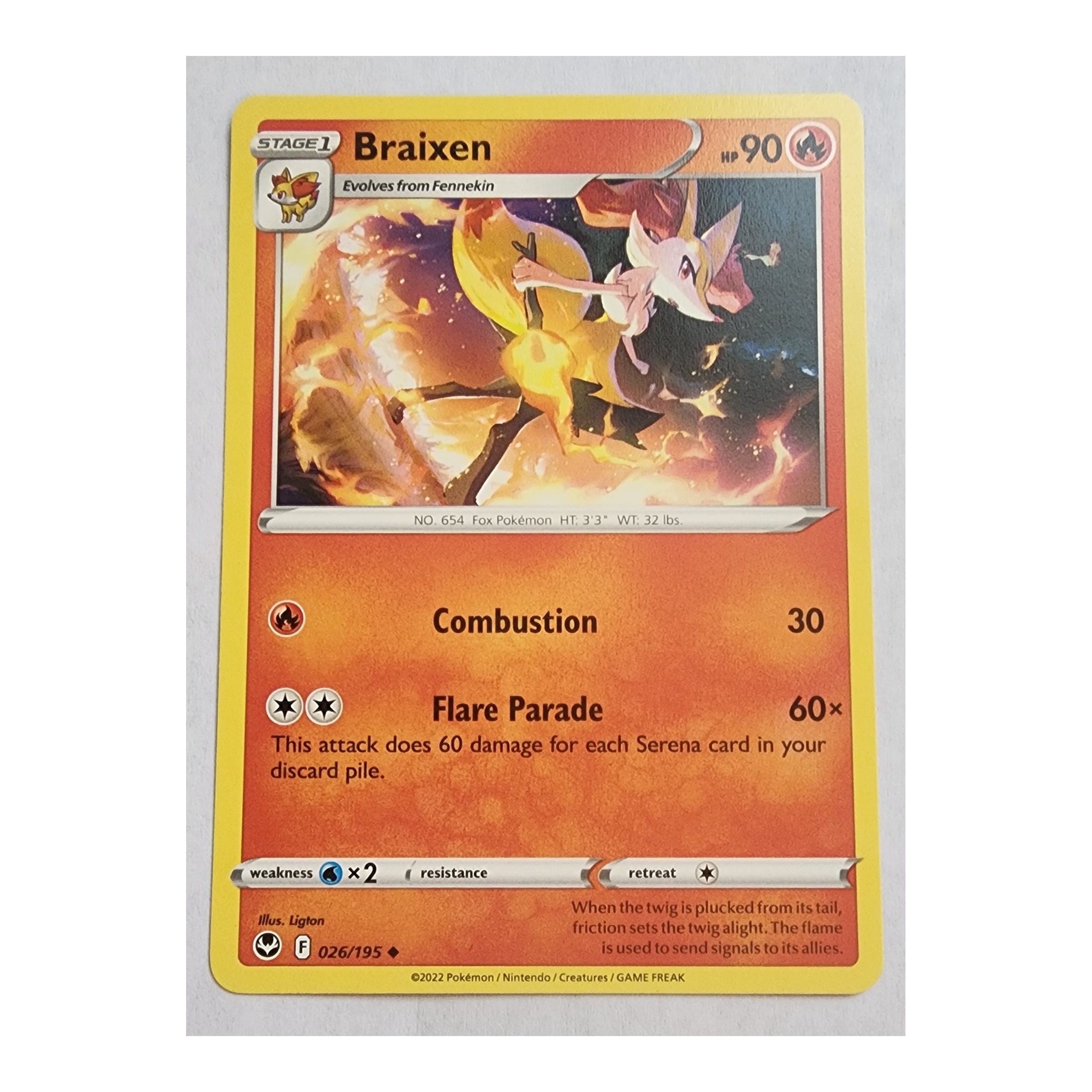 Braixen Uncommon SWSH12: Silver Tempest 026/195 NM