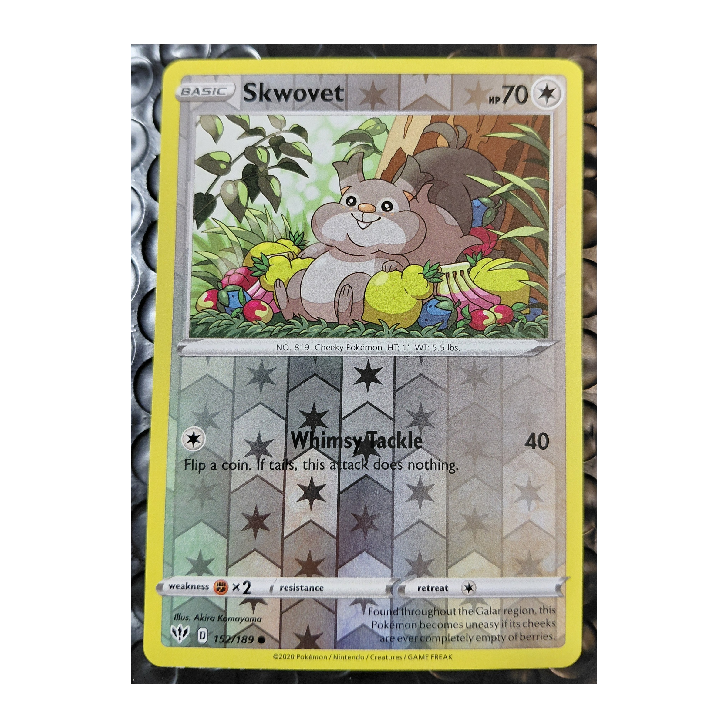 Skwovet Common SWSH3: Darkness Ablaze 152/189 MP Reverse Holo